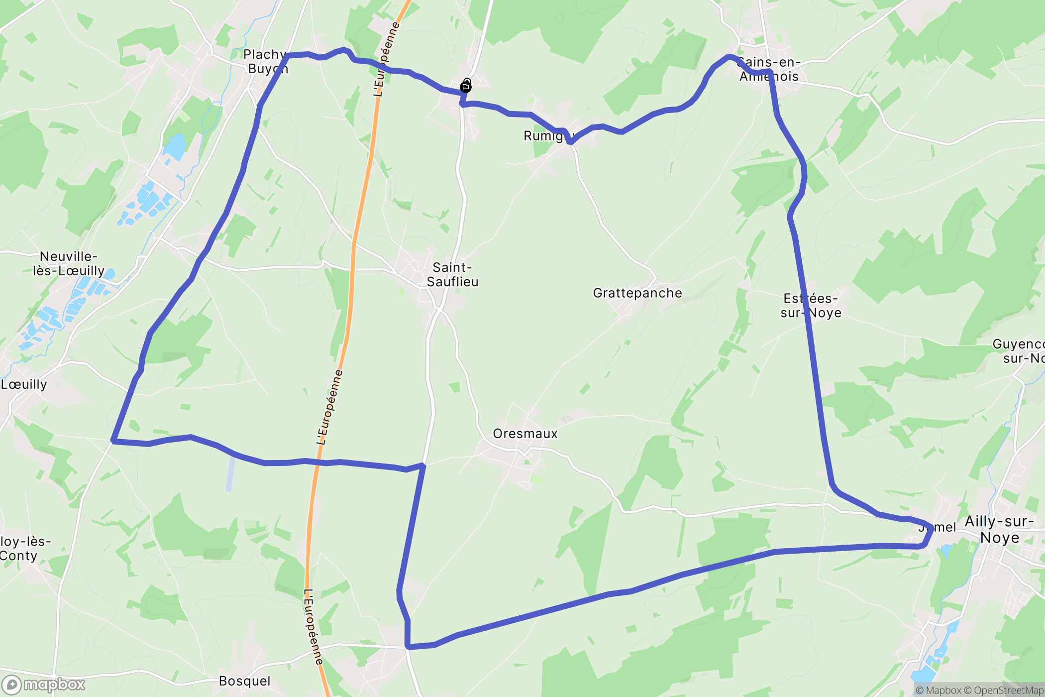 Hébécourt : carte du parcours de randonnée - France