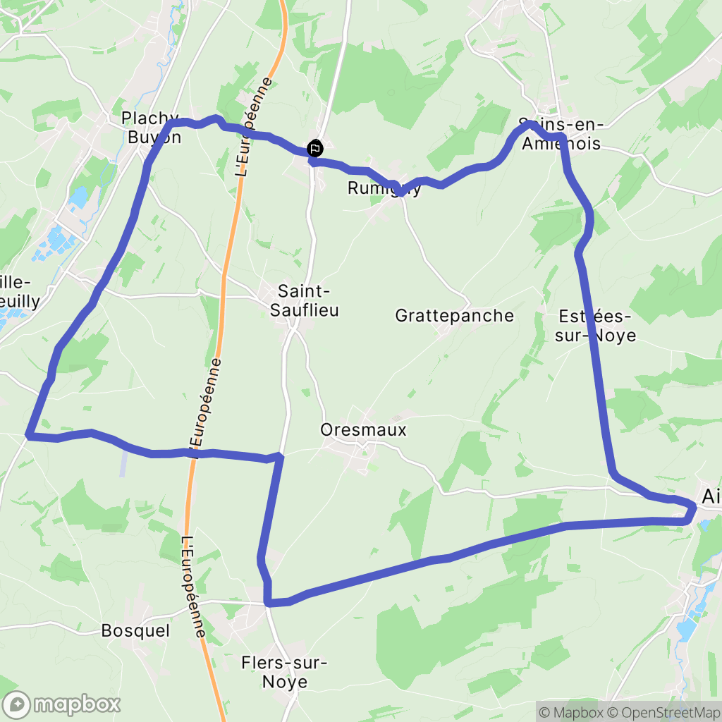 Hébécourt : carte du parcours de randonnée - France