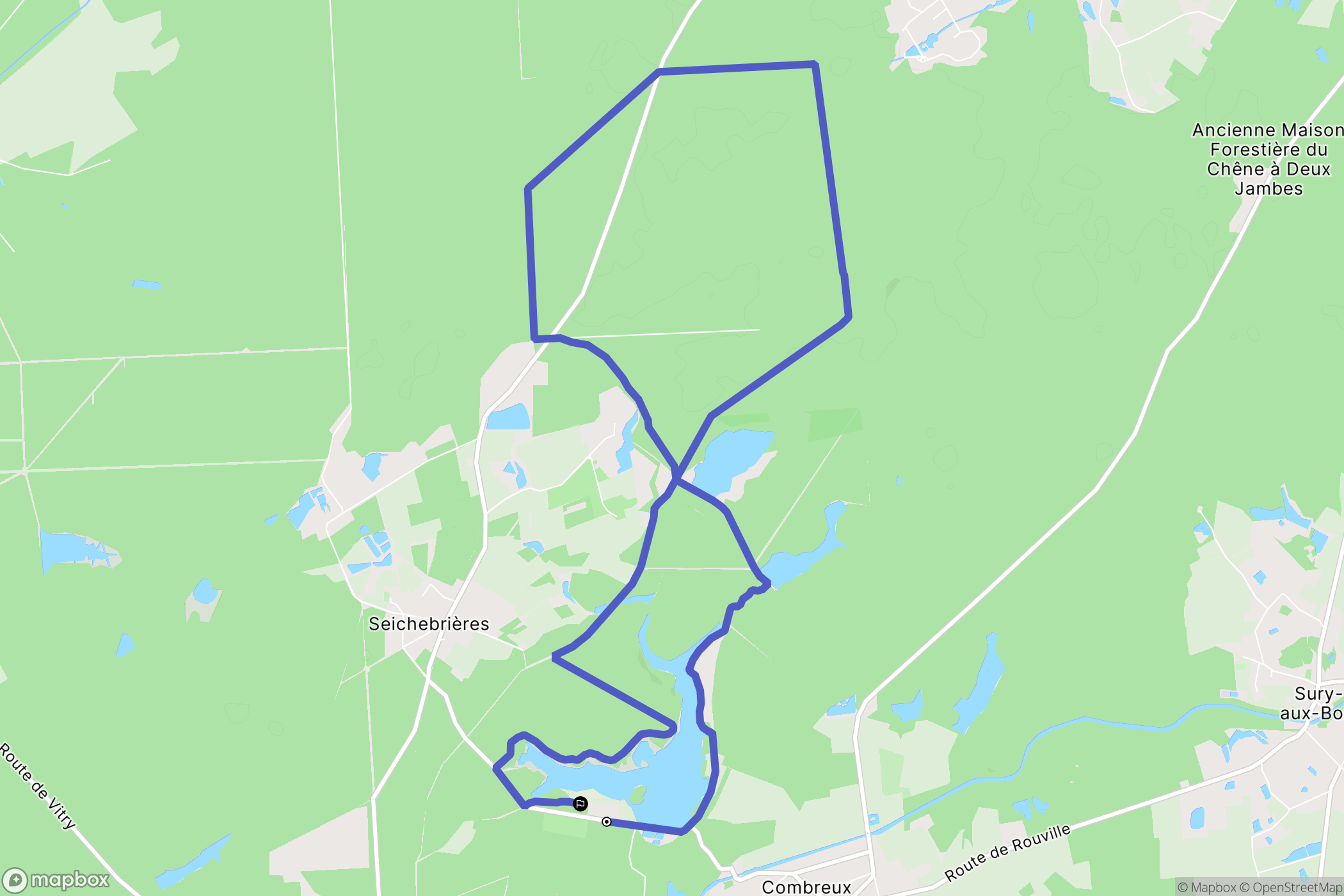 Combreux : carte du parcours de randonnée - France