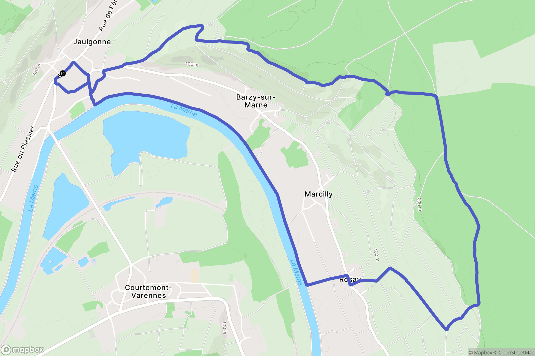 Jaulgonne : carte du parcours de randonnée - France