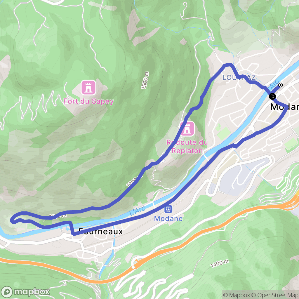 Modane : carte du parcours de randonnée - France