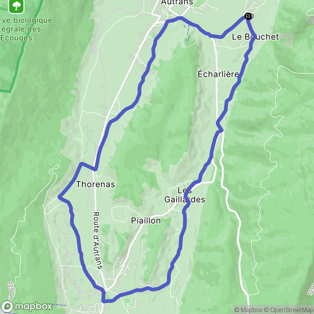 Autrans-Méaudre en Vercors : carte du parcours de randonnée - France