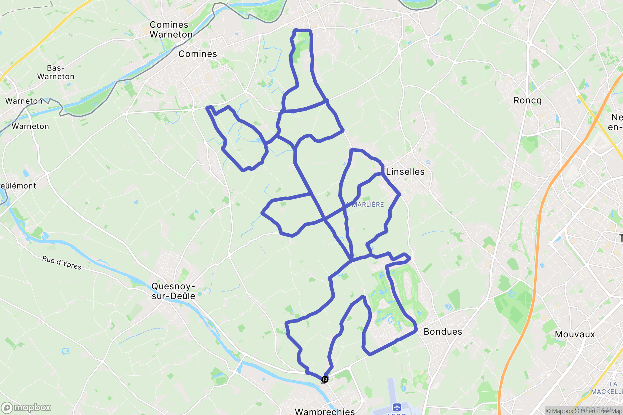 Wambrechies : carte du parcours de randonnée - France