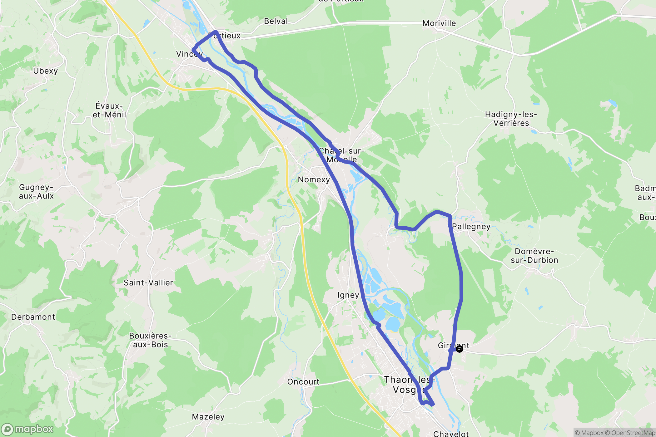 Thaon-les-Vosges : carte du parcours de randonnée - France