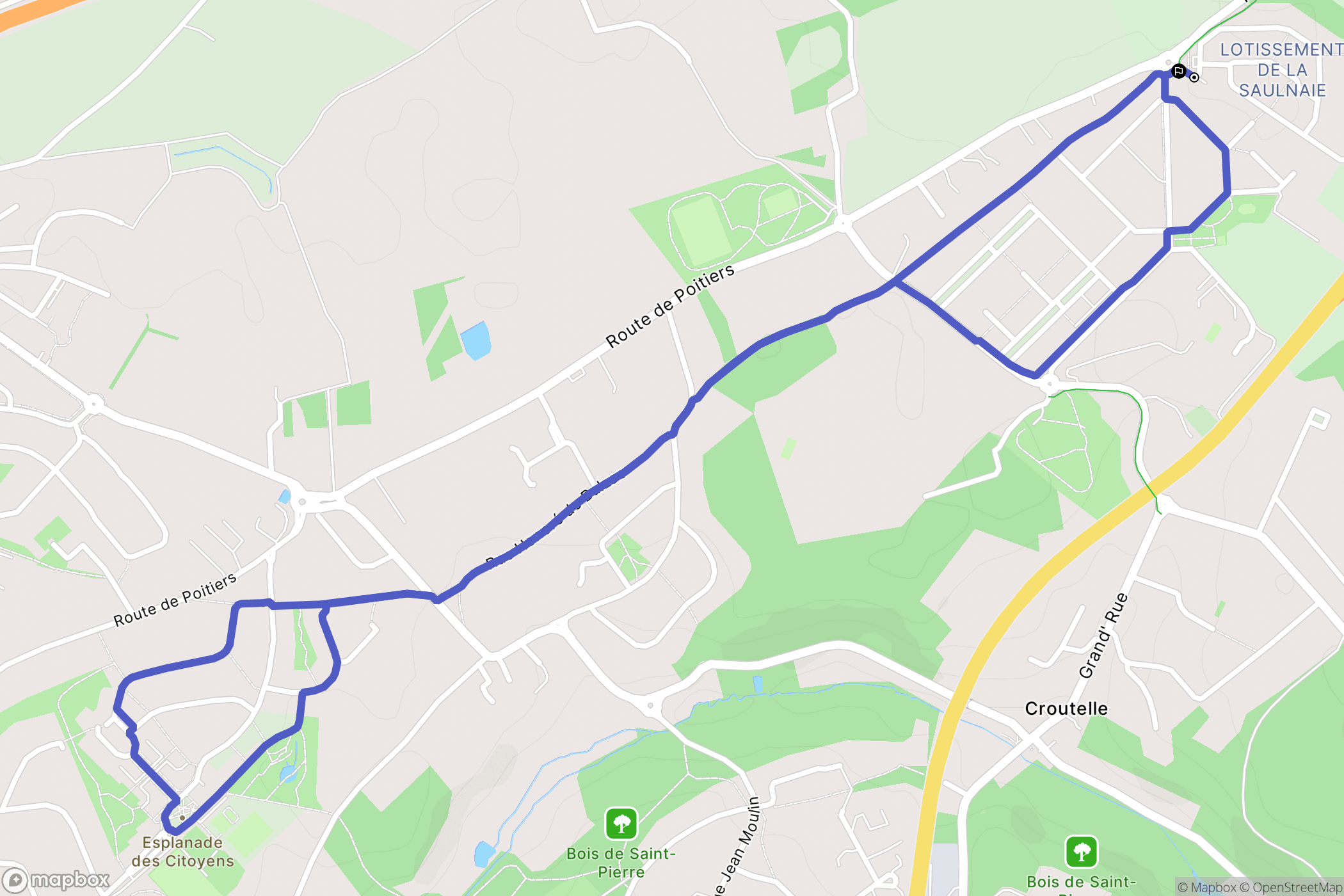 Croutelle : carte du parcours de randonnée - France