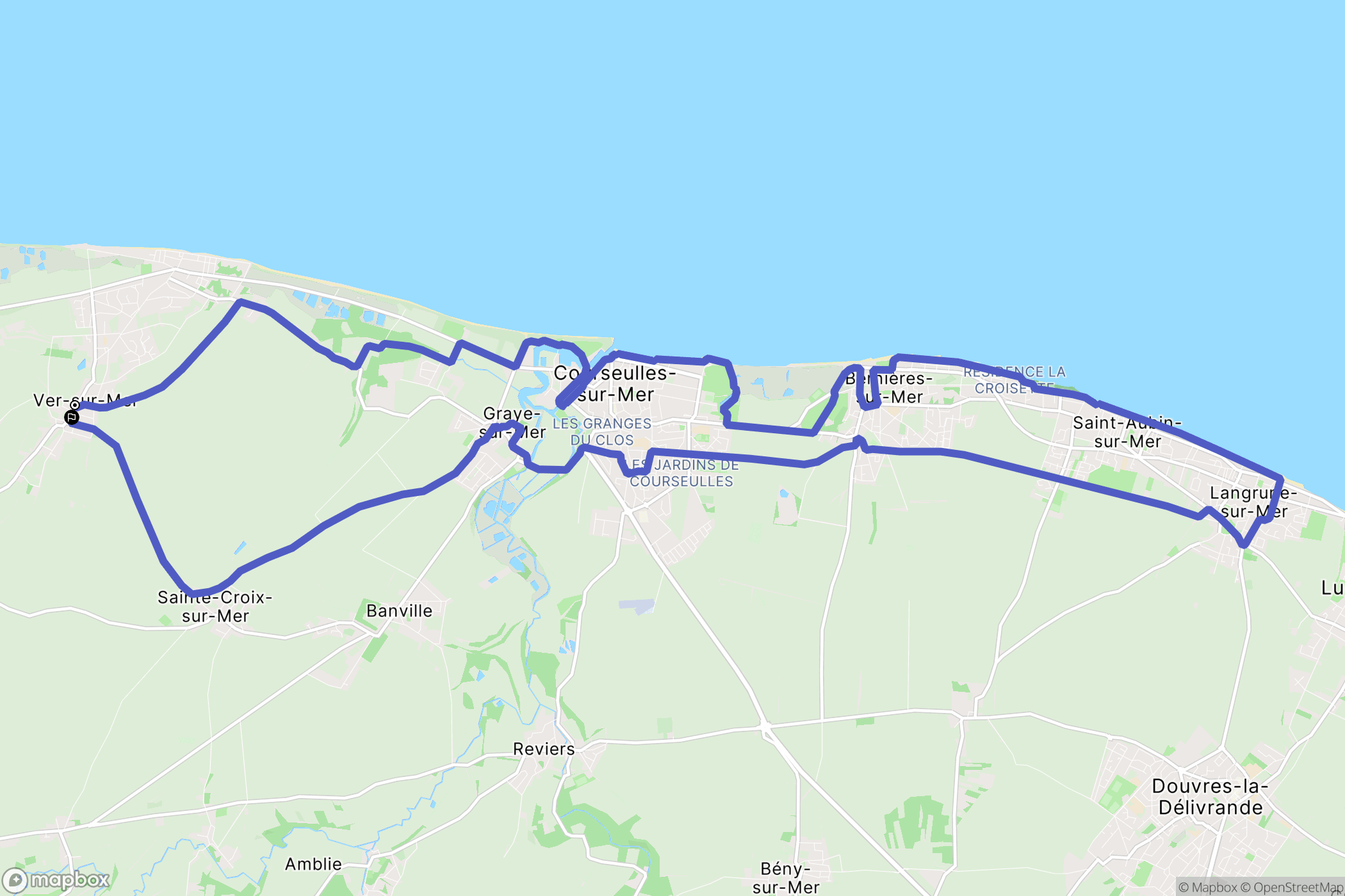 Ver-sur-Mer : carte du parcours de randonnée - France