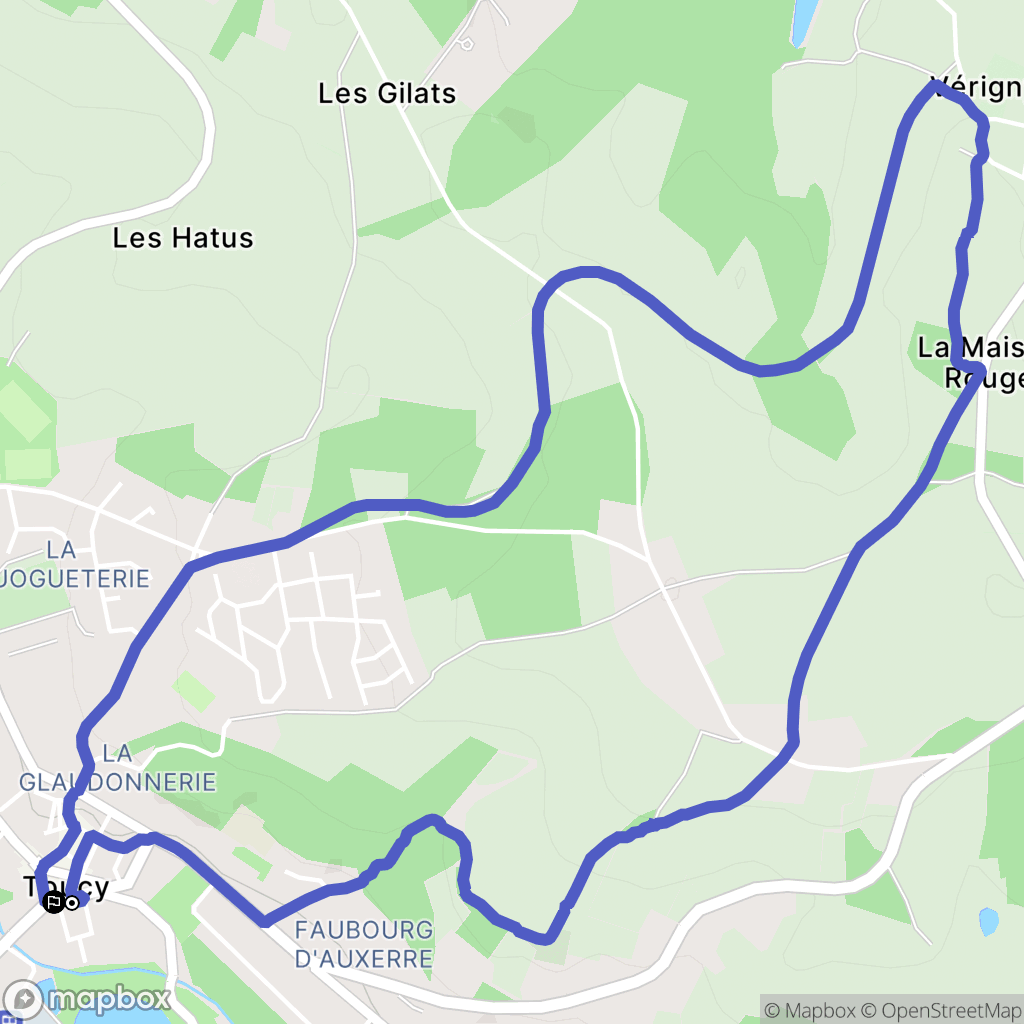 Toucy : carte du parcours de randonnée - France