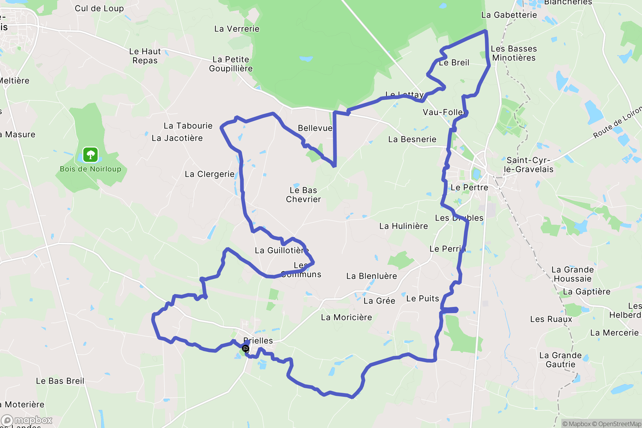 Brielles : carte du parcours de randonnée - France
