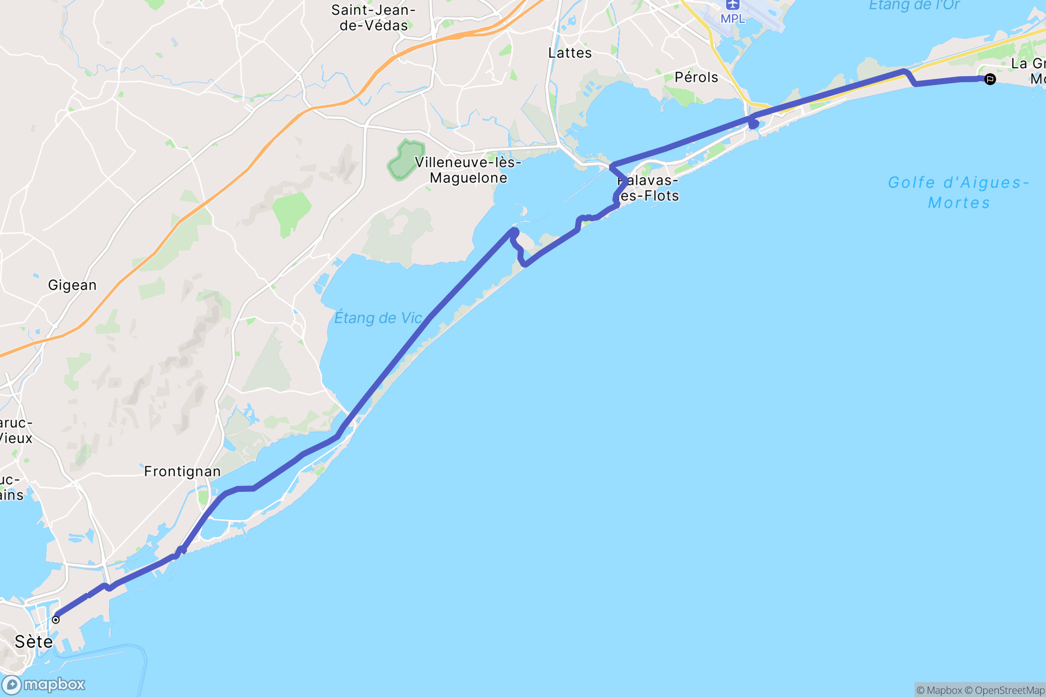 Sète : carte du parcours de randonnée - France