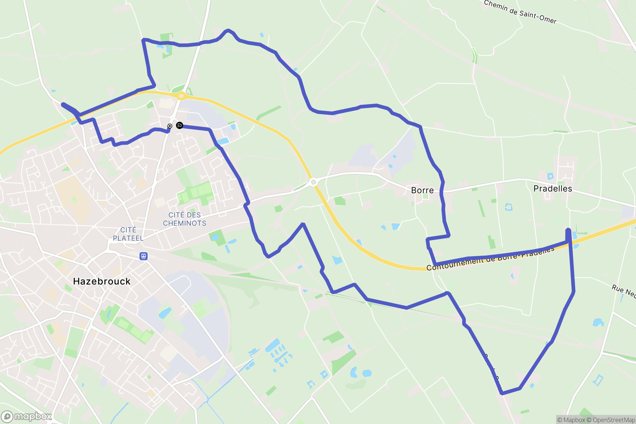 Hazebrouck : carte du parcours de randonnée - France