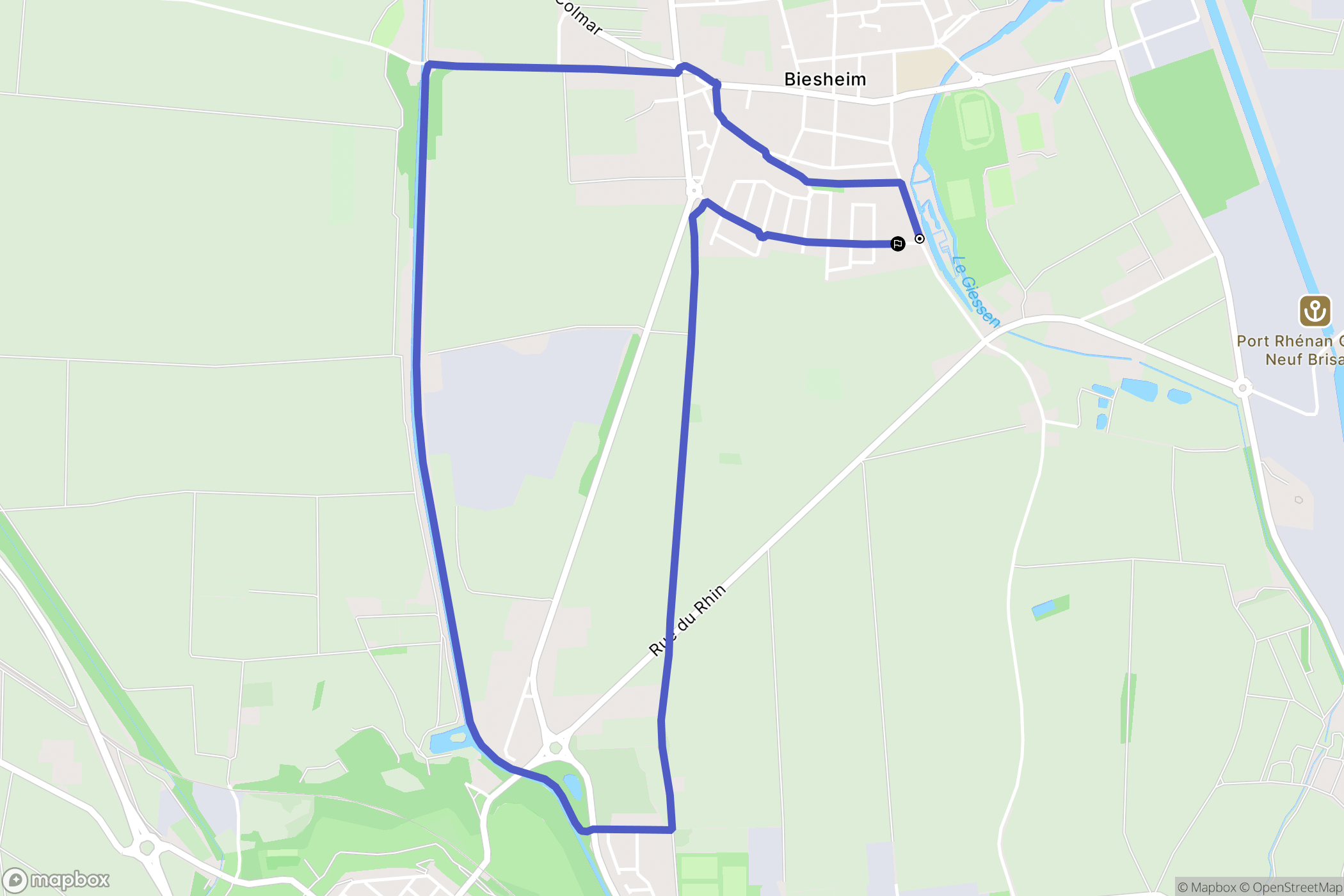 Biesheim : carte du parcours de randonnée - France