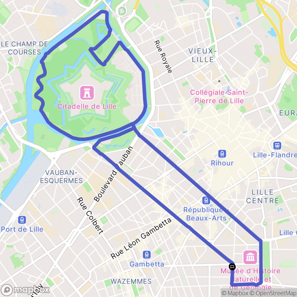 Lille : carte du parcours de randonnée - France