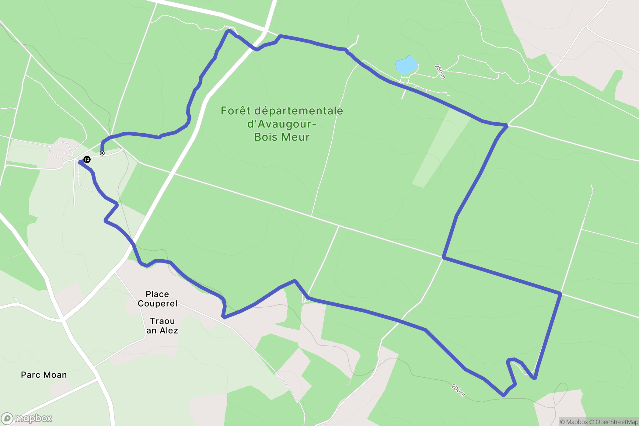 Lanrodec : carte du parcours de randonnée - France