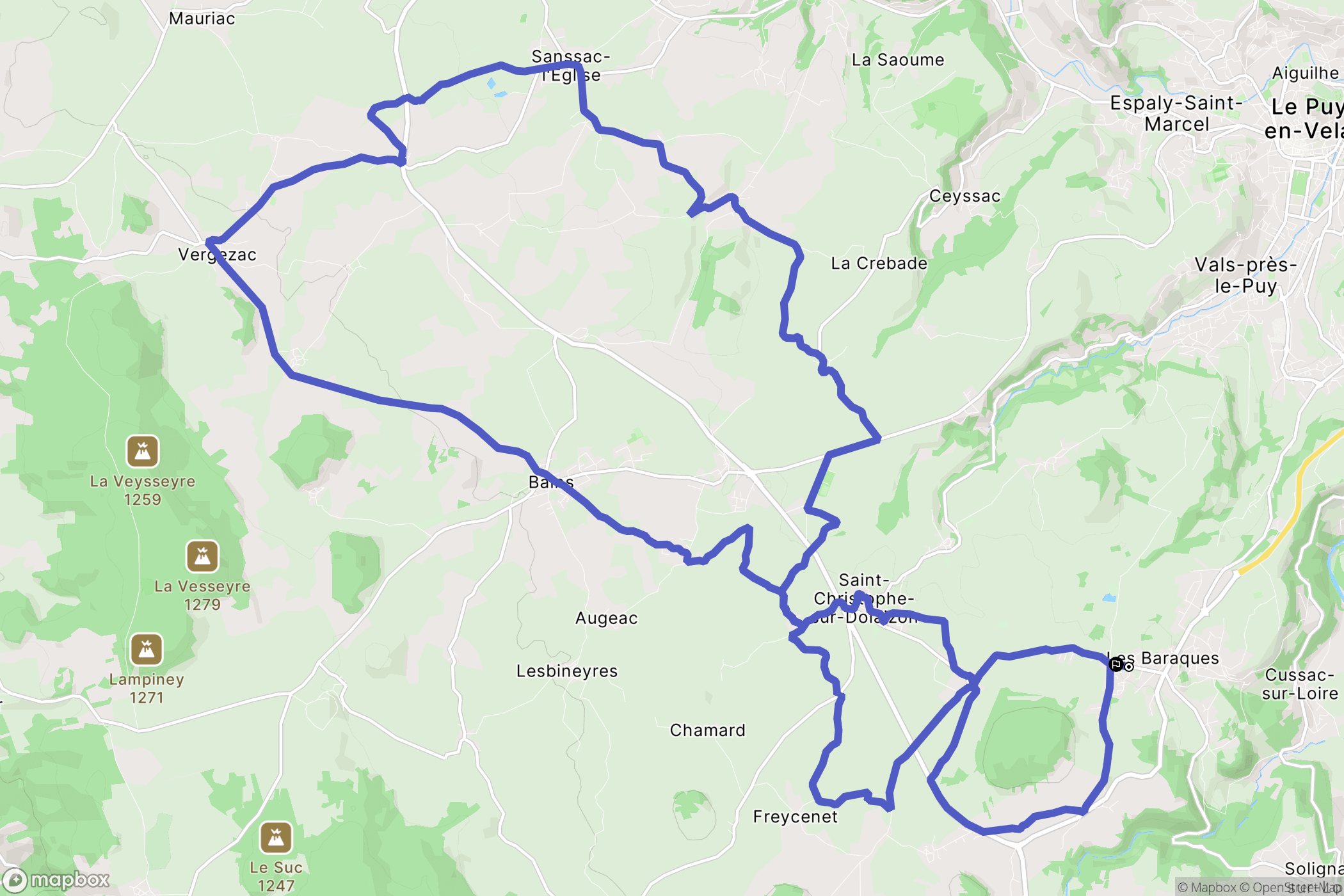 Cussac-sur-Loire : carte du parcours de randonnée - France