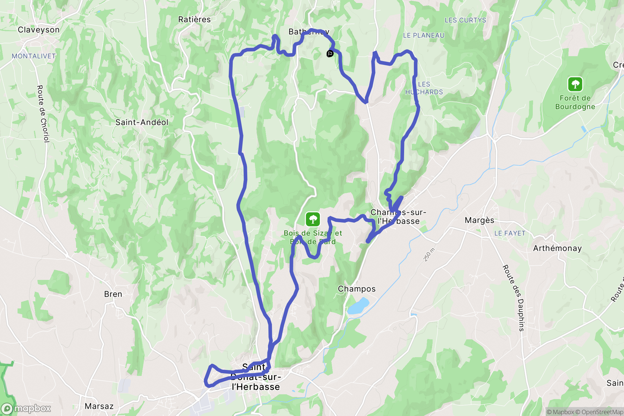 Bathernay : carte du parcours de randonnée - France
