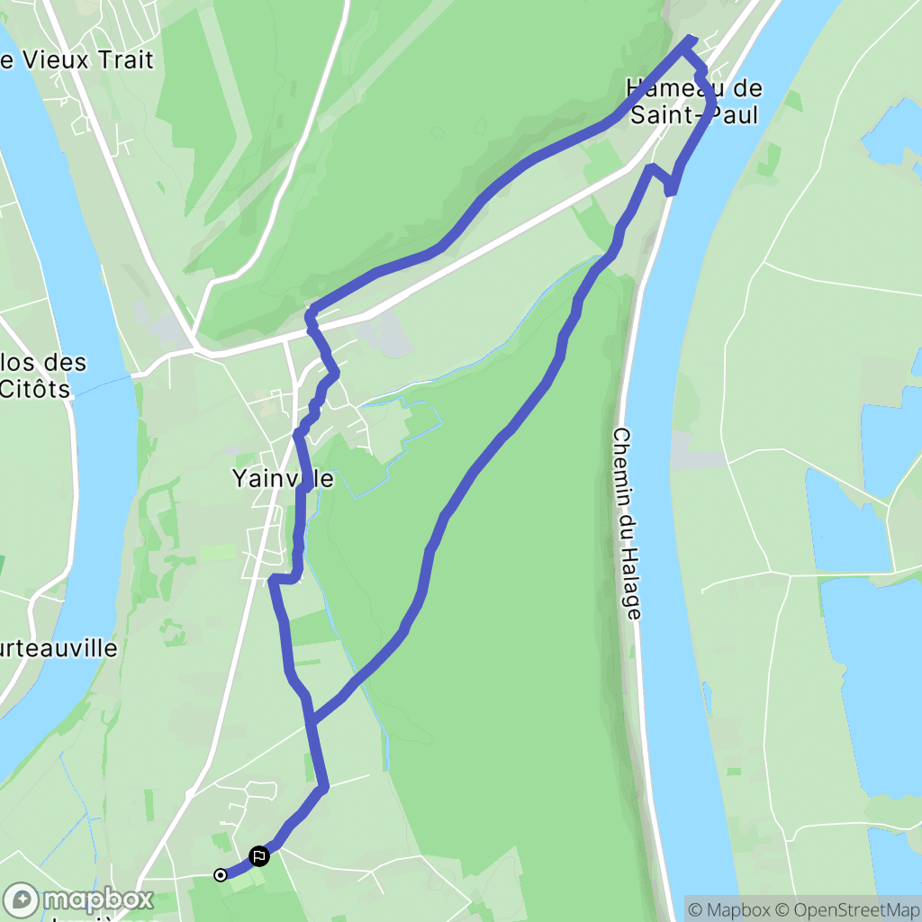 Jumièges : carte du parcours de randonnée - France