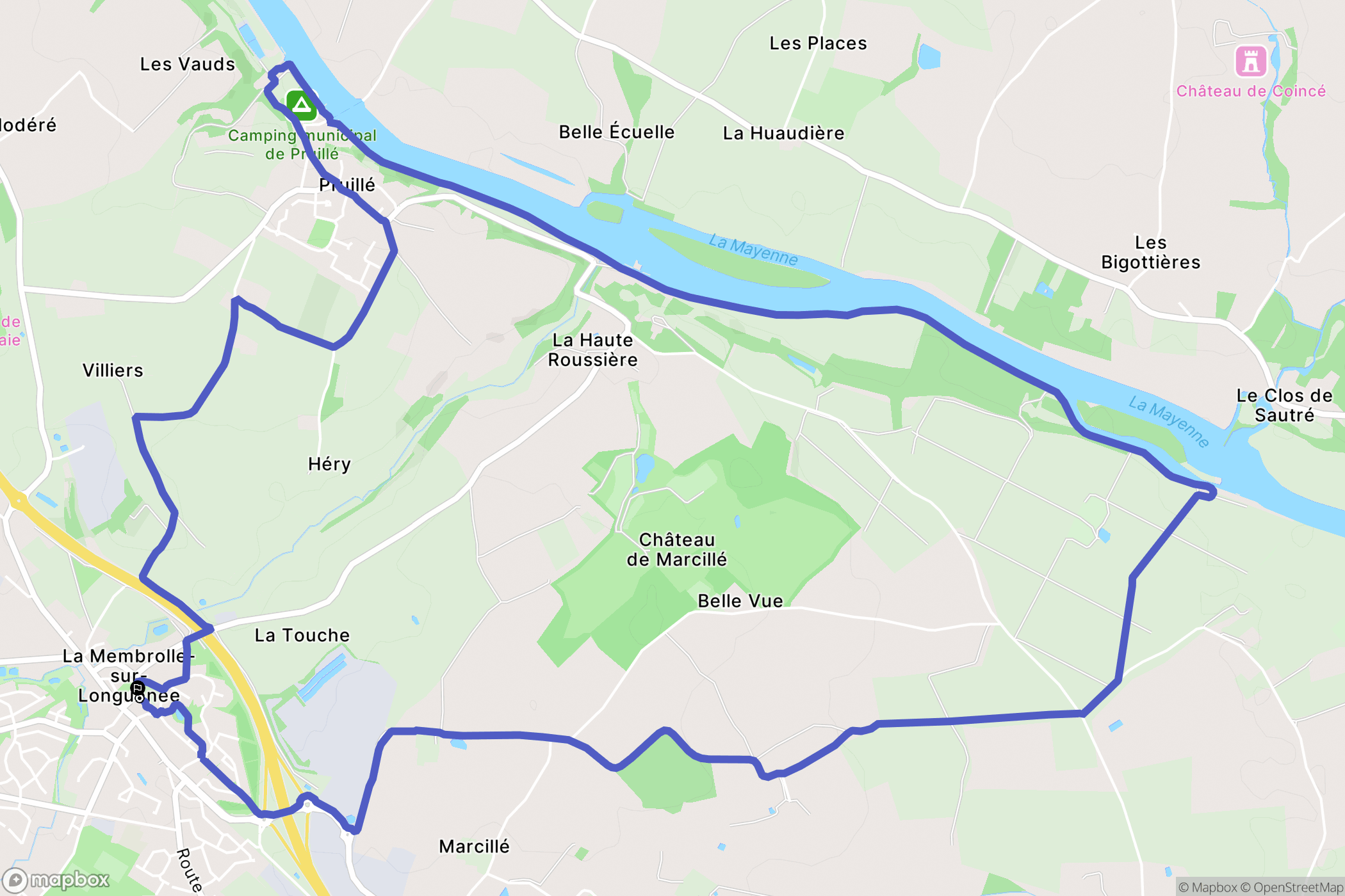 Longuenée-en-Anjou : carte du parcours de randonnée - France