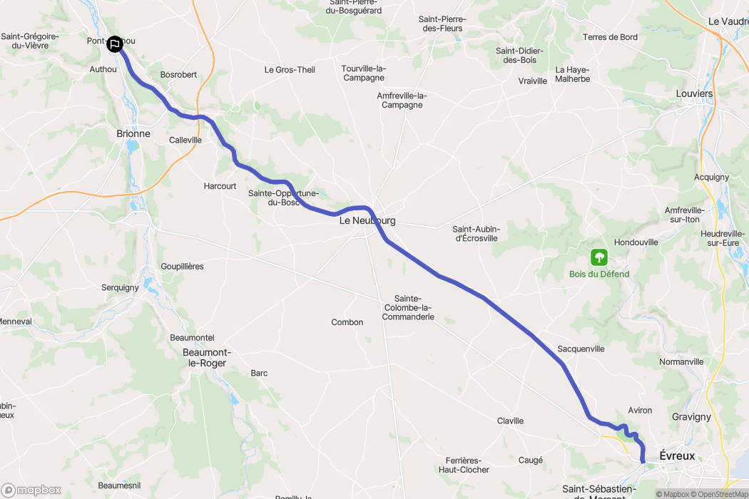 Pont-Authou : carte du parcours de randonnée - France