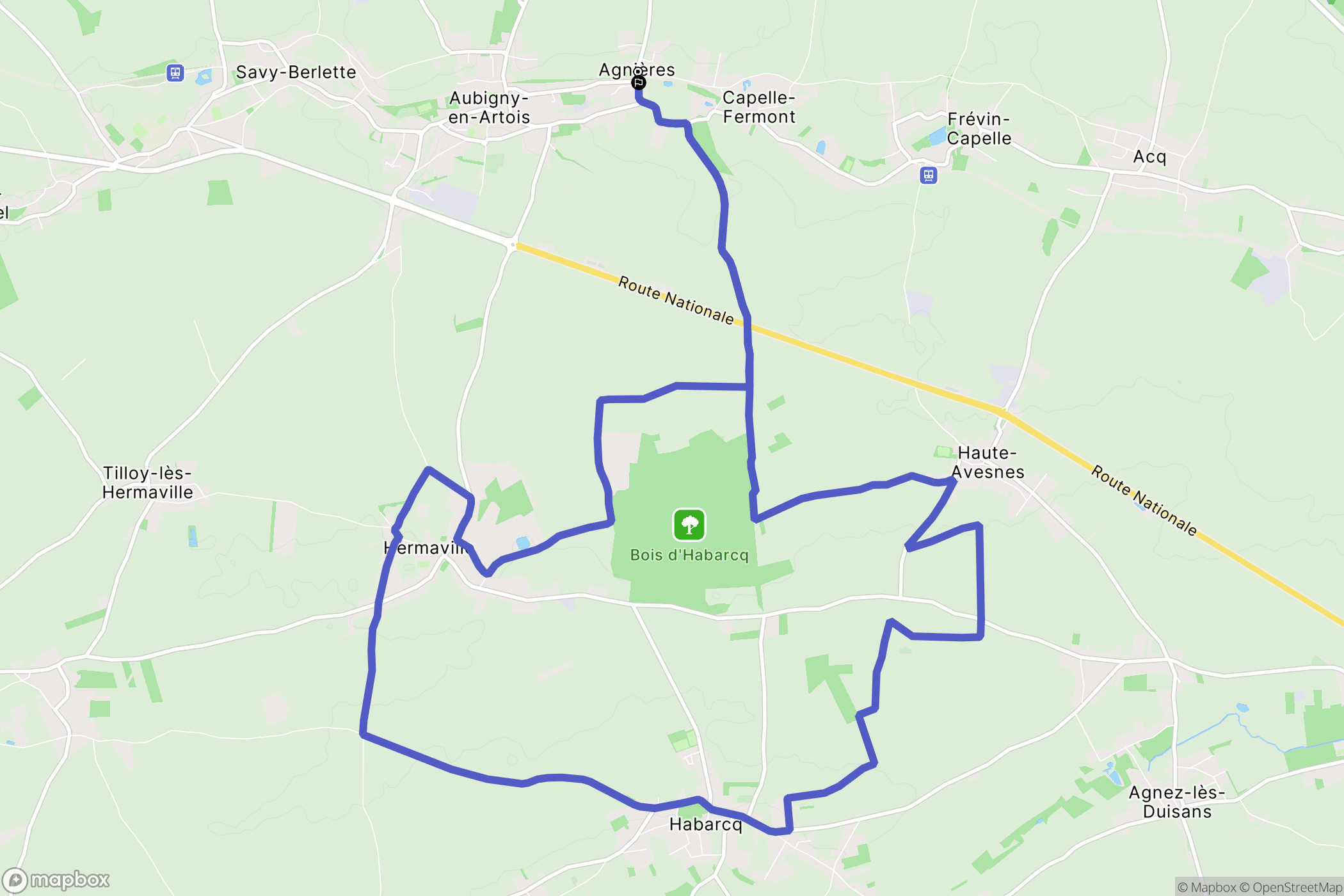 Agnières : carte du parcours de randonnée - France