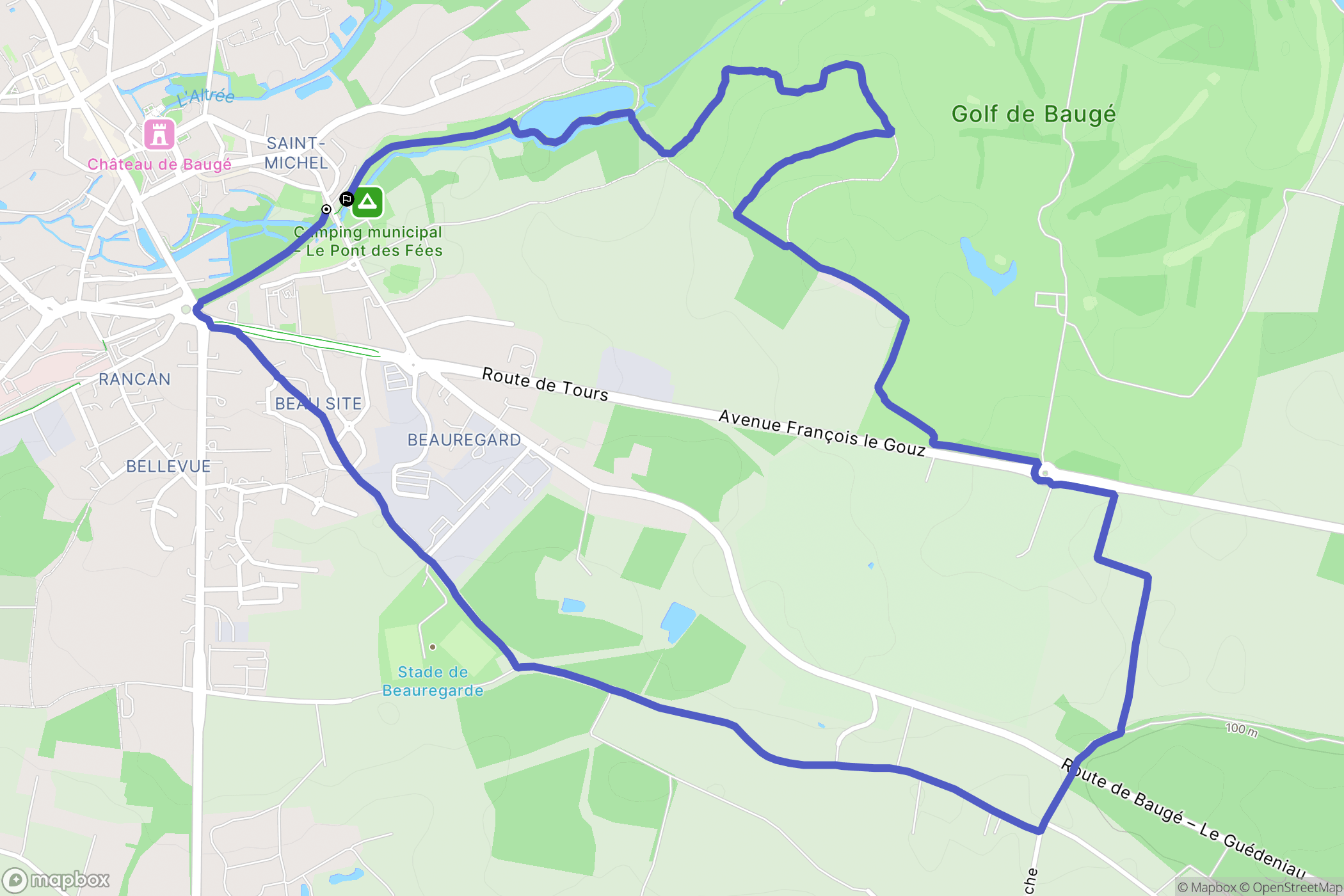Baugé en Anjou : carte du parcours de randonnée - France