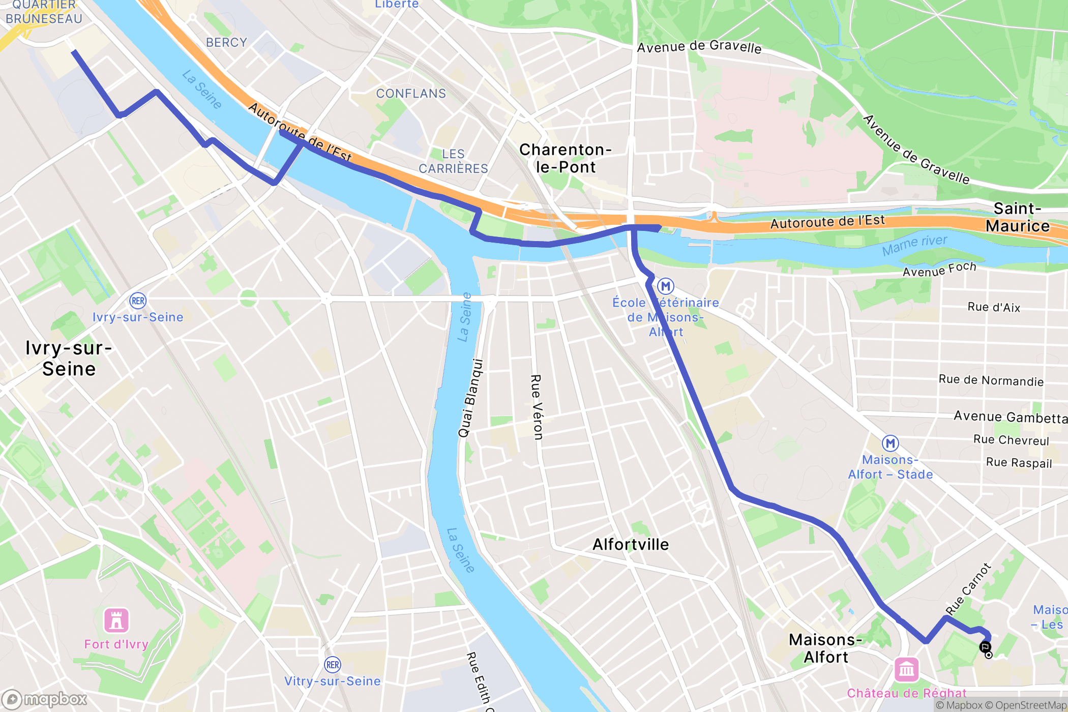 Maisons-Alfort : carte du parcours de randonnée - France