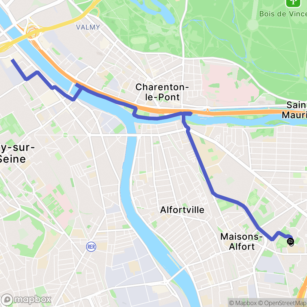 Maisons-Alfort : carte du parcours de randonnée - France