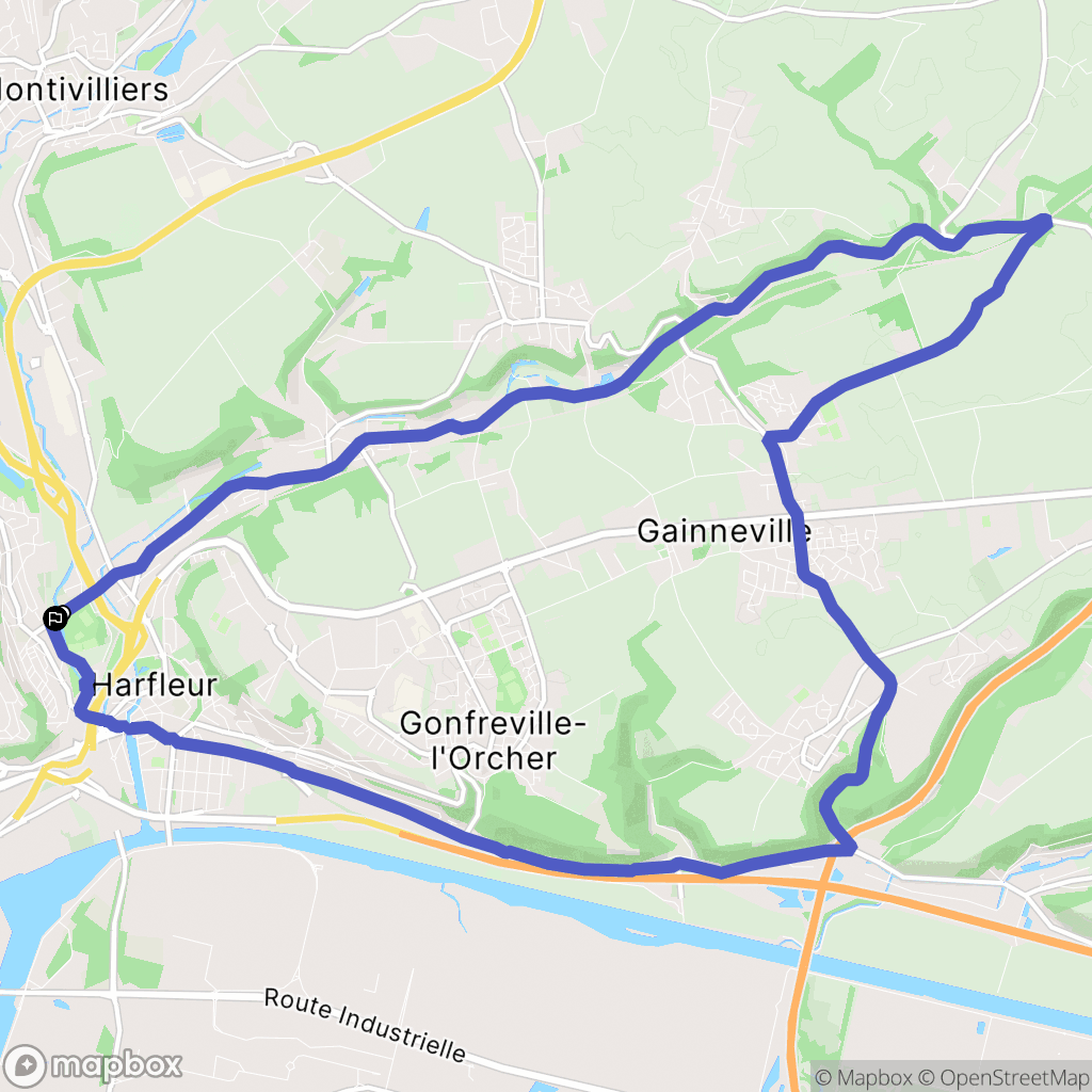 Harfleur : carte du parcours de randonnée - France