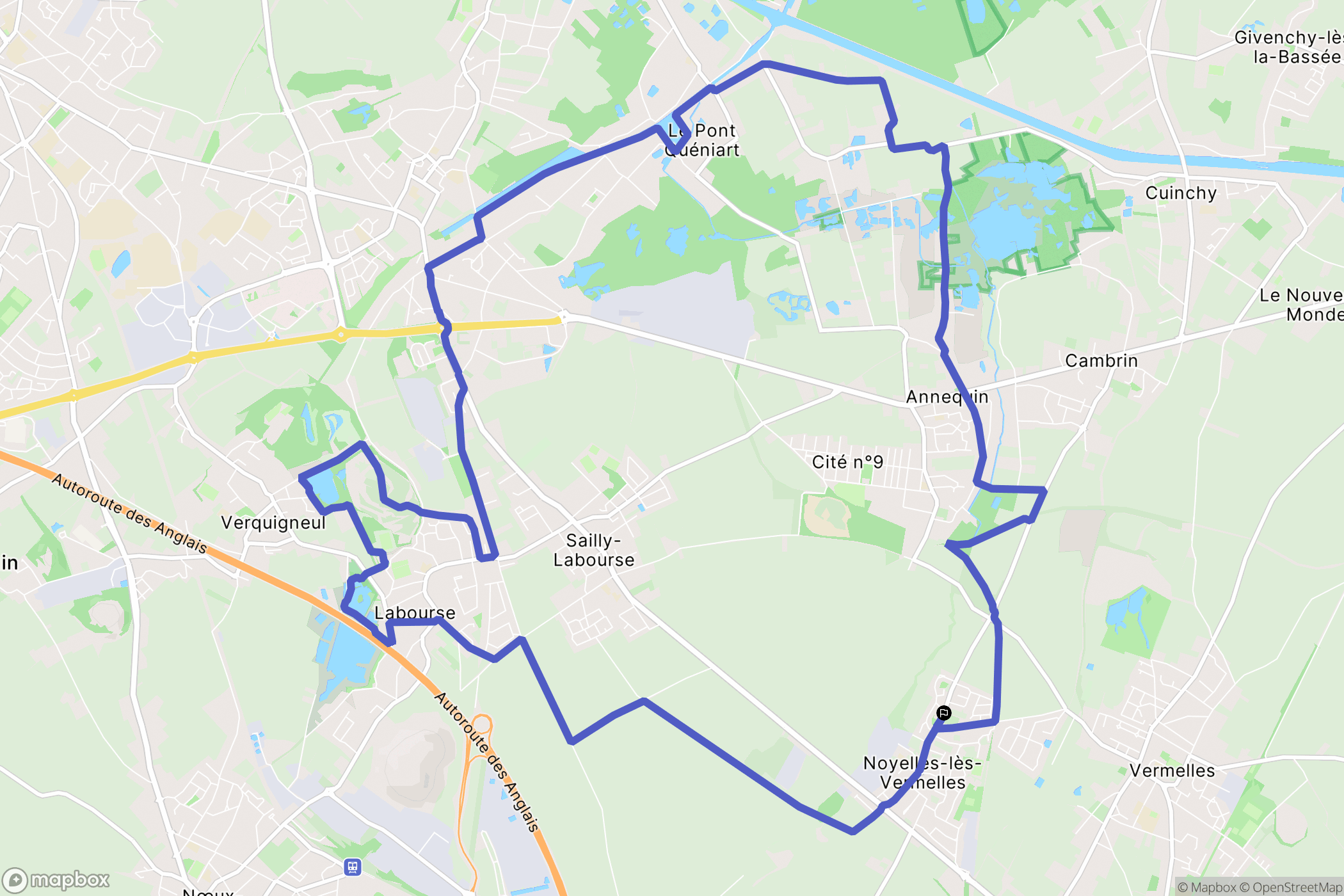 Noyelles-lès-Vermelles : carte du parcours de randonnée - France