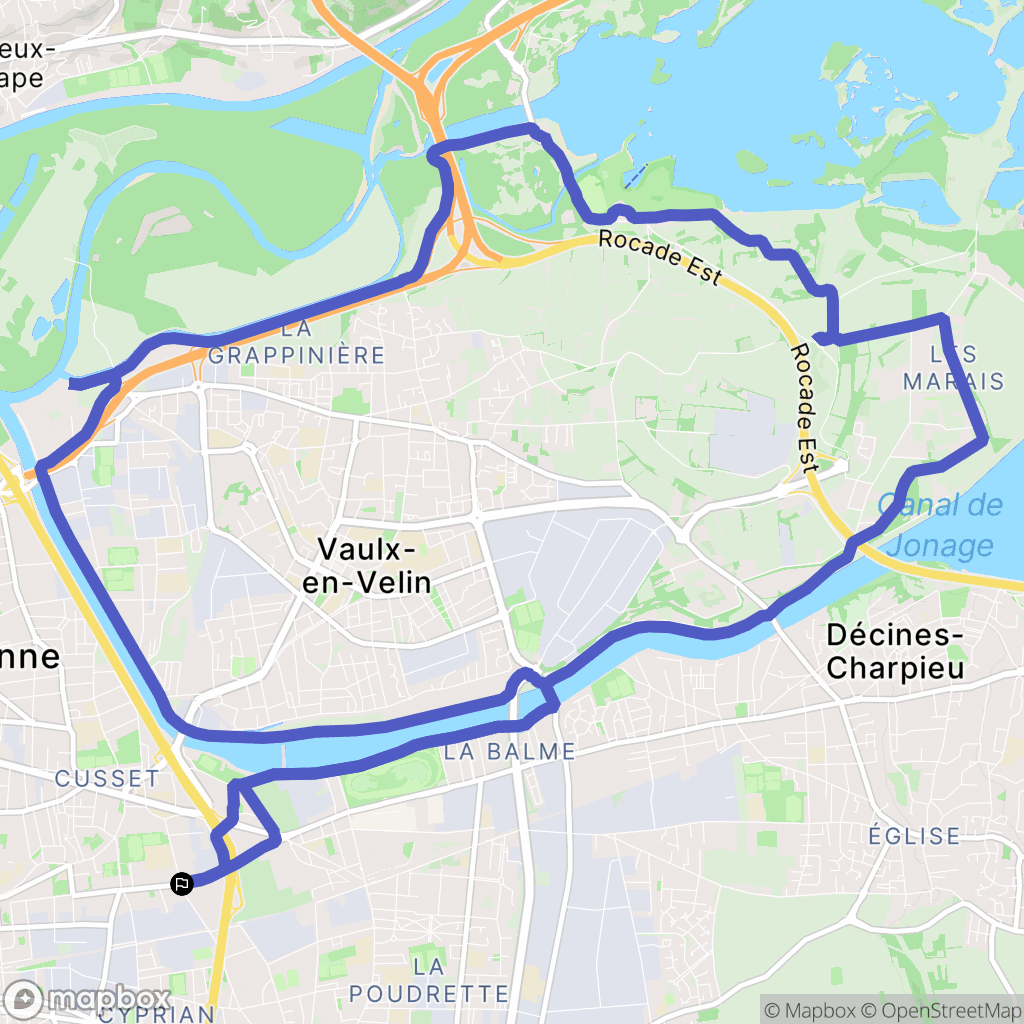 Villeurbanne : carte du parcours de randonnée - France