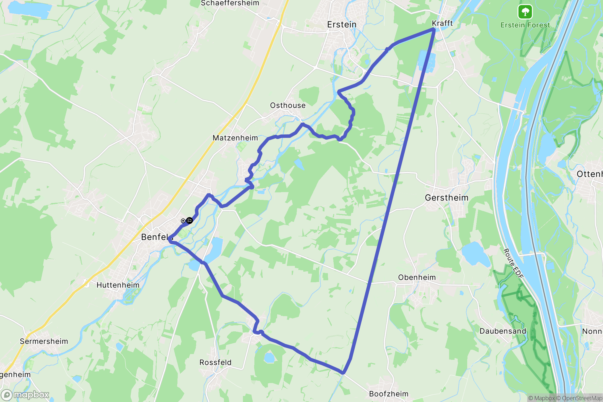 Benfeld : carte du parcours de randonnée - France