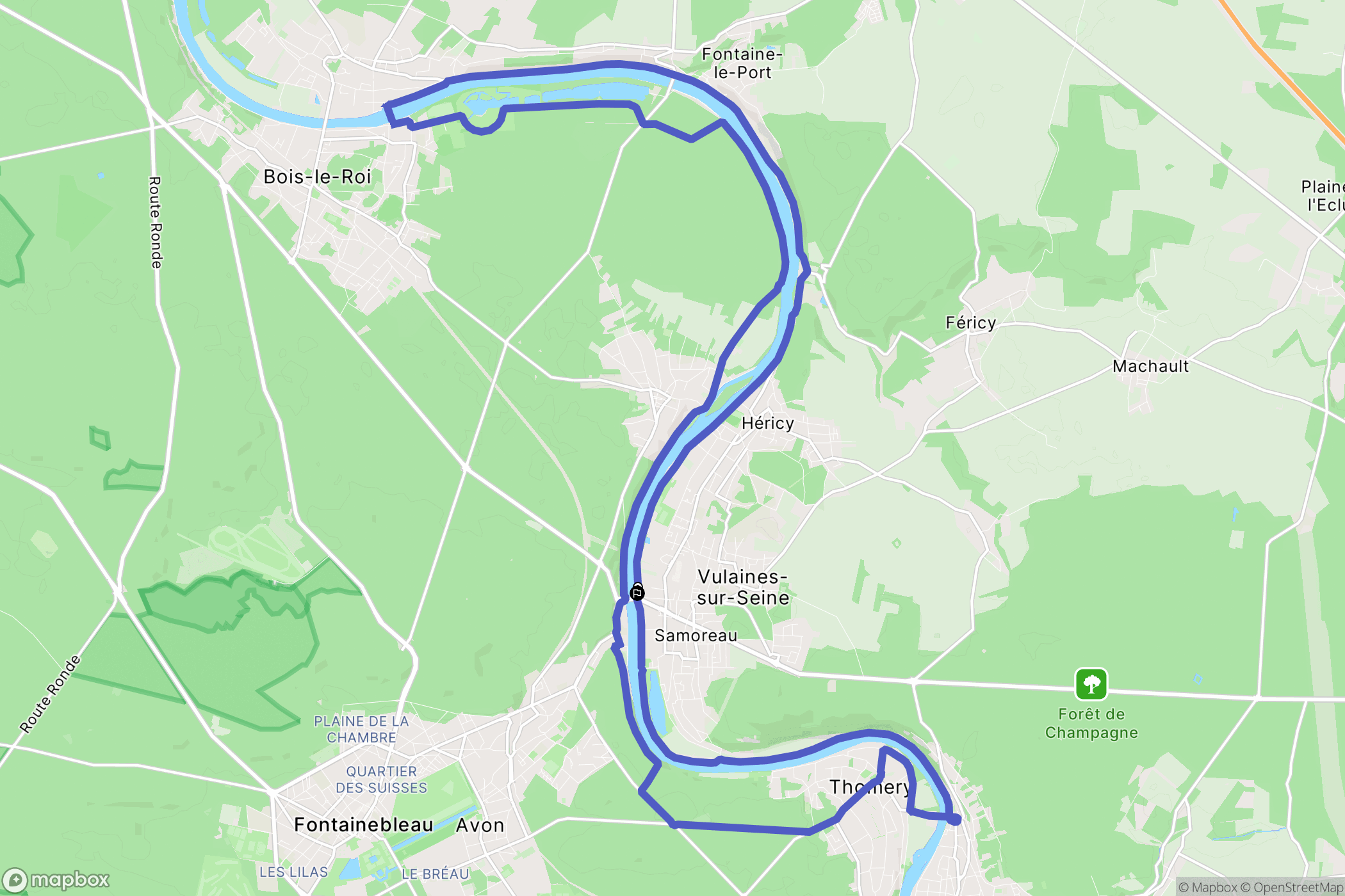 Vulaines-sur-Seine : carte du parcours de randonnée - France