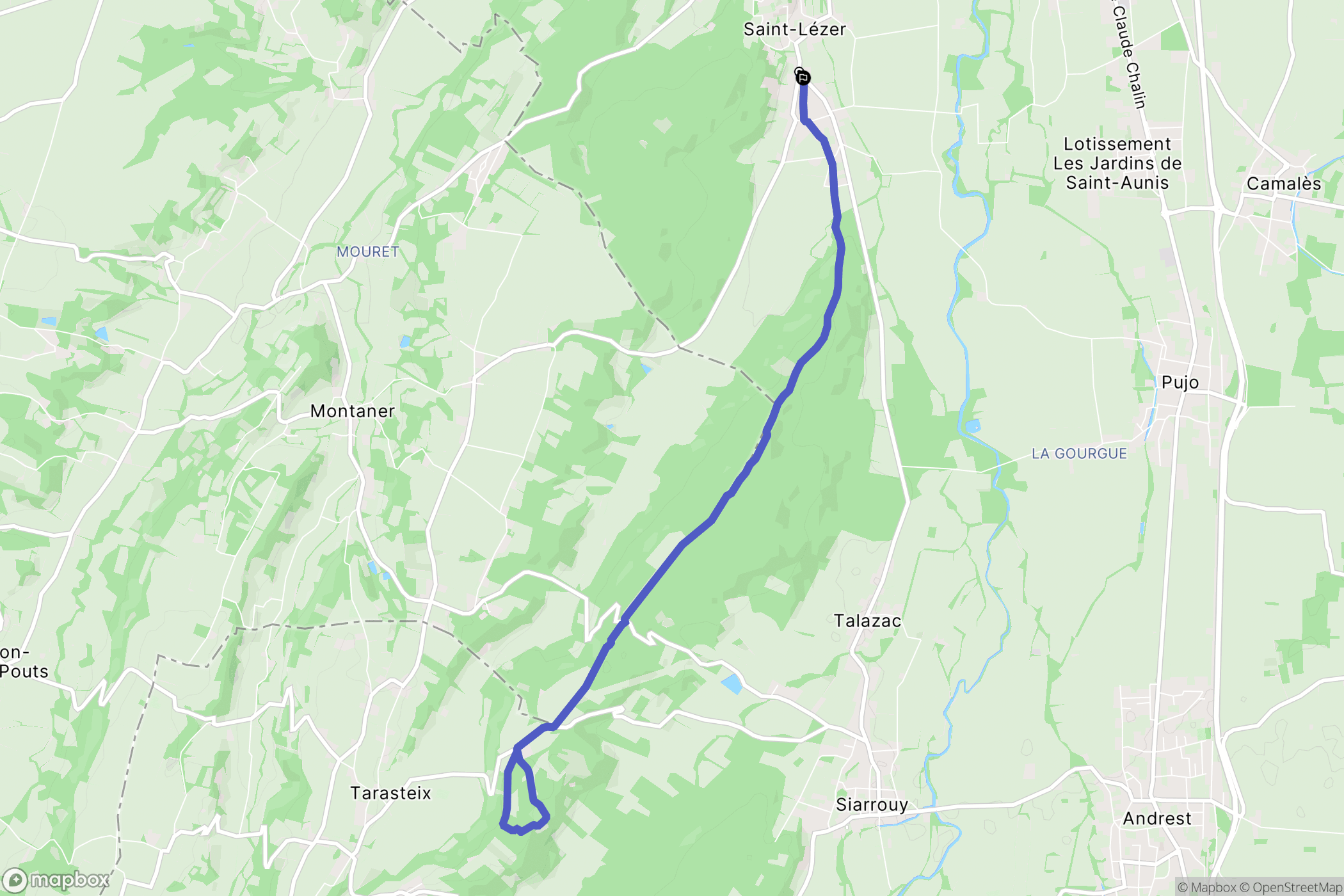 Saint-Lézer : carte du parcours de randonnée - France