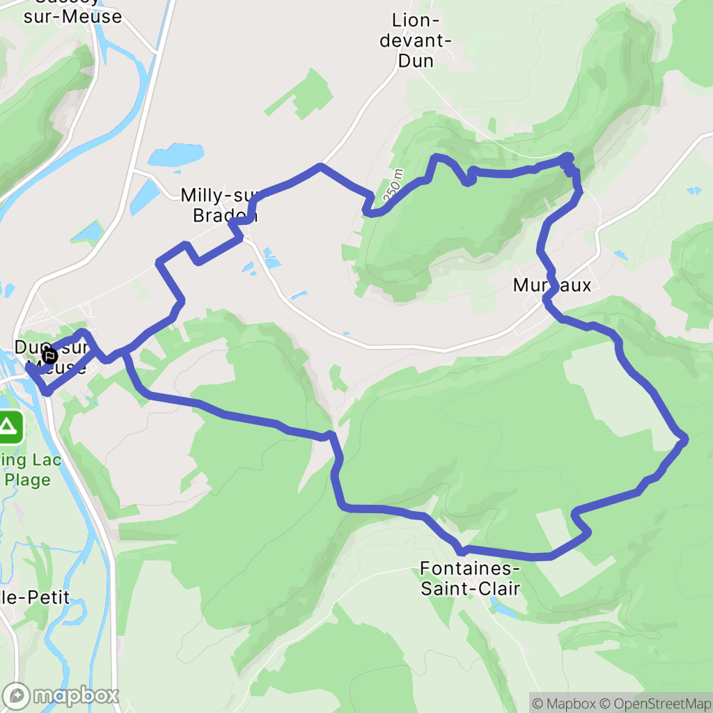 Dun-sur-Meuse : carte du parcours de randonnée - France