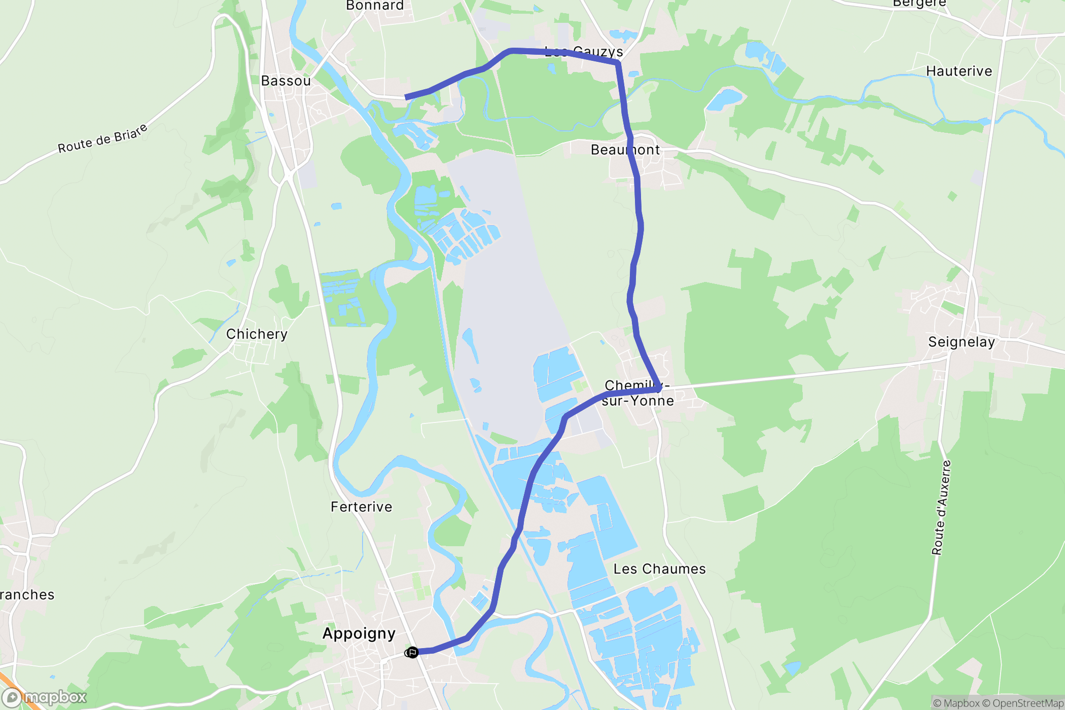 Appoigny : carte du parcours de randonnée - France