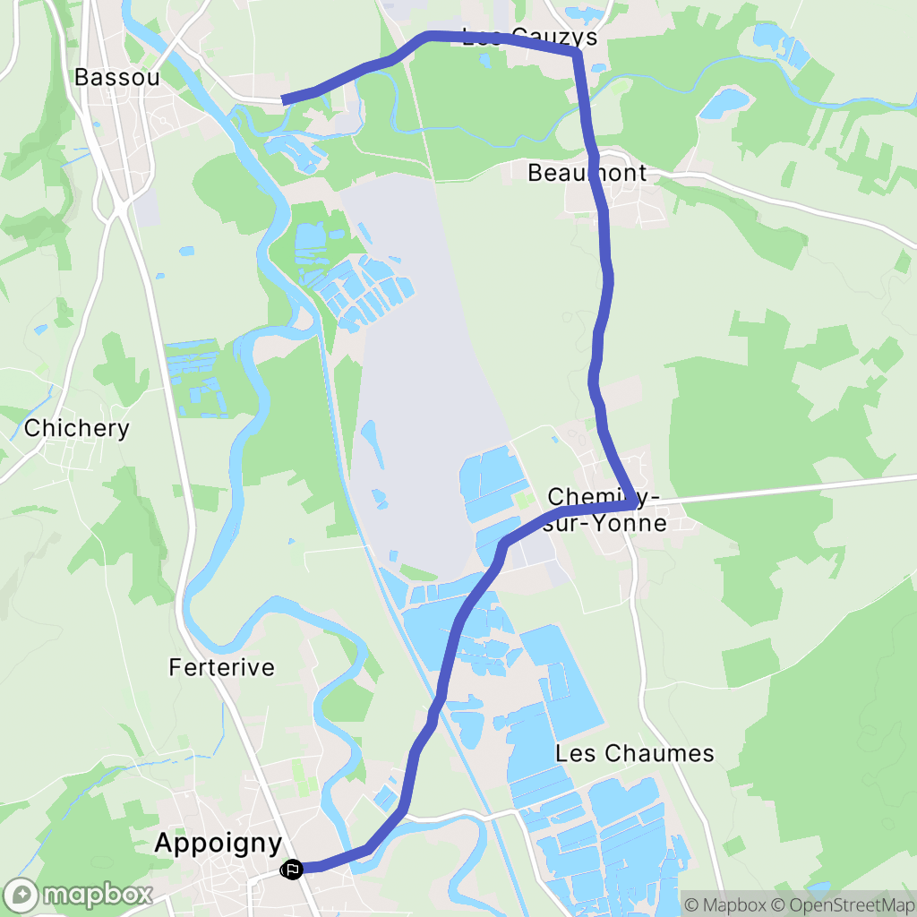 Appoigny : carte du parcours de randonnée - France