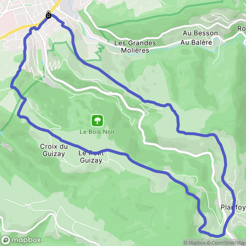 Saint-Étienne : carte du parcours de randonnée - France