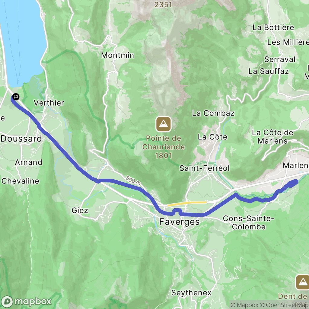 Doussard : carte du parcours de randonnée - France
