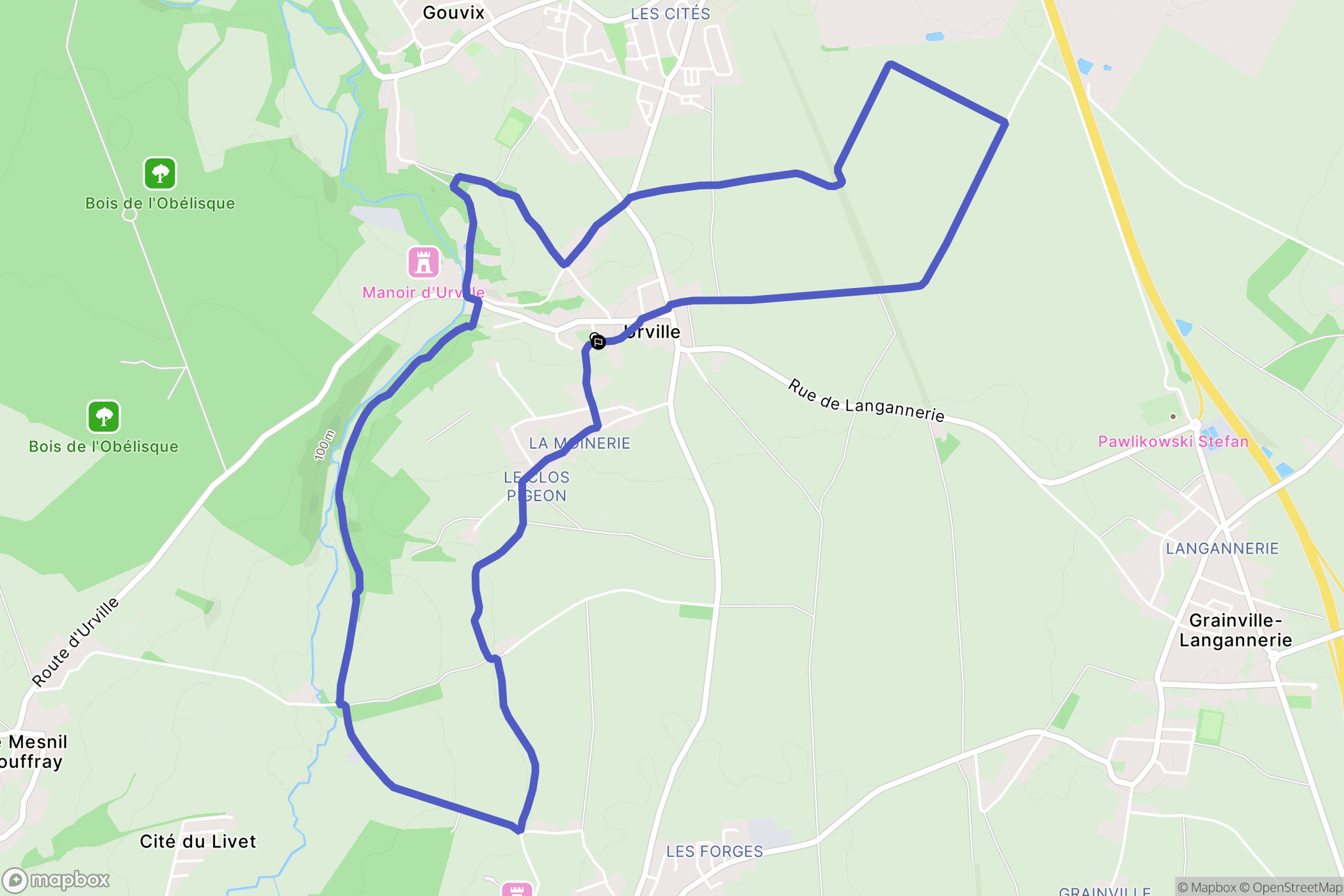 Urville : carte du parcours de randonnée - France