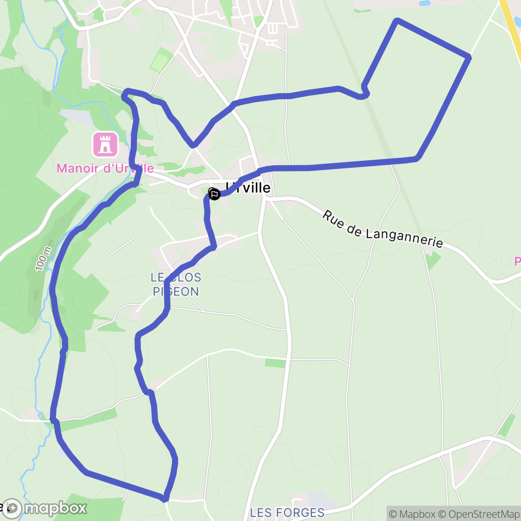 Urville : carte du parcours de randonnée - France
