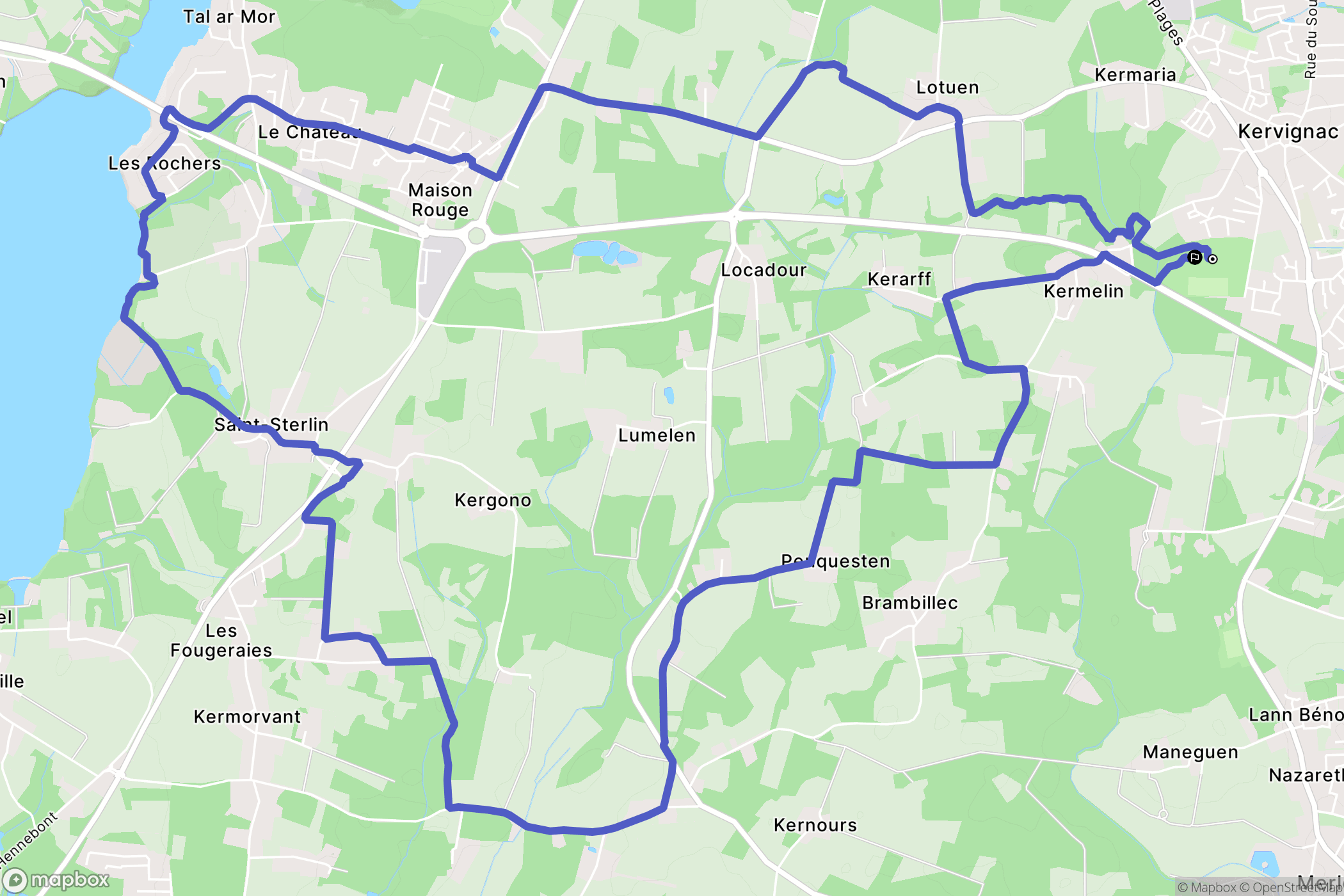 Kervignac : carte du parcours de randonnée - France
