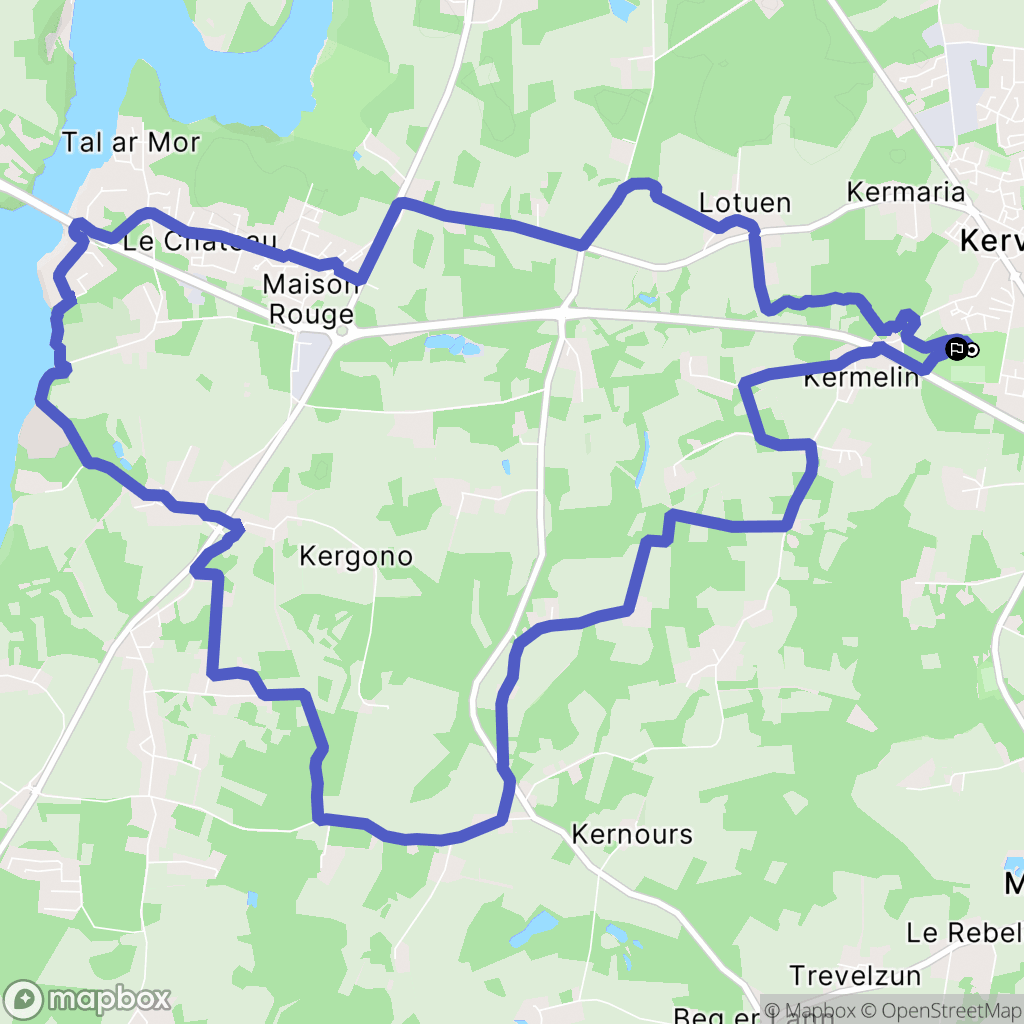 Kervignac : carte du parcours de randonnée - France
