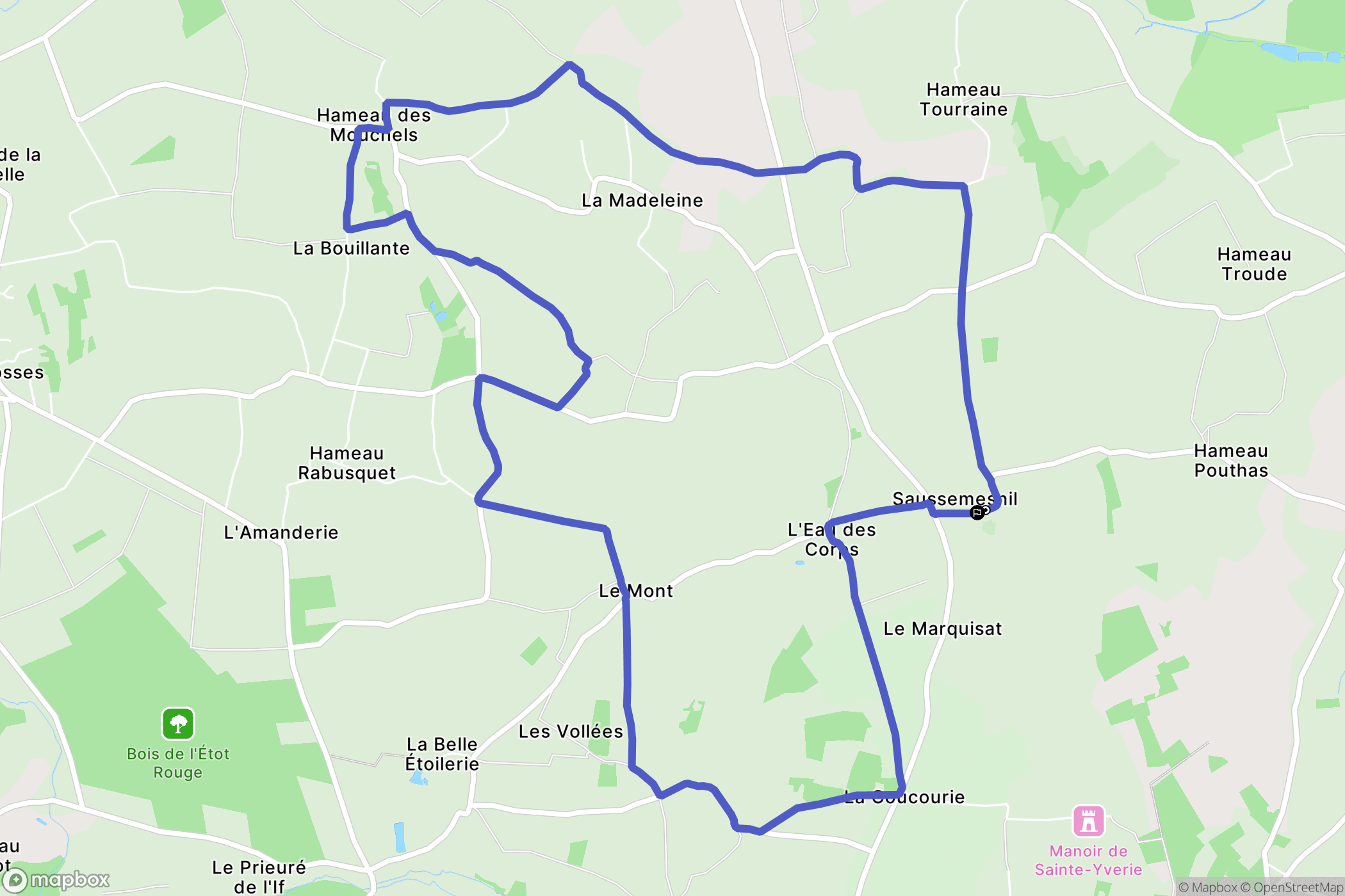 Saussemesnil : carte du parcours de randonnée - France