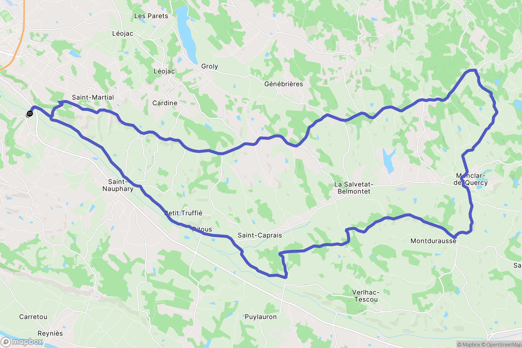 Montauban : carte du parcours de randonnée - France