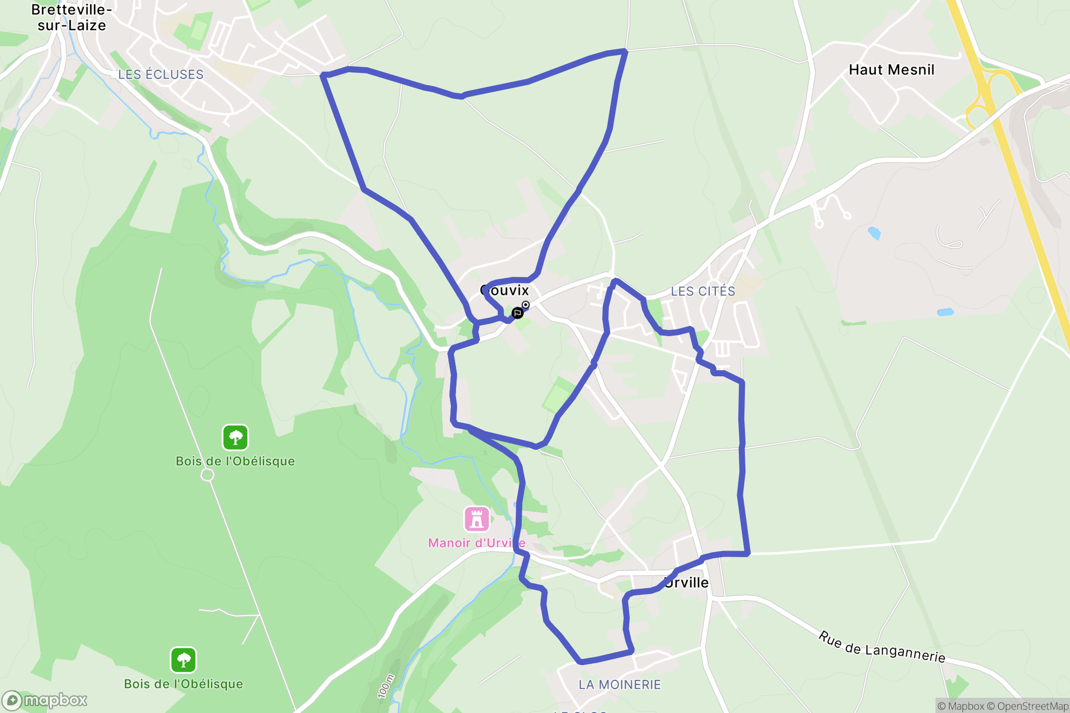 Gouvix : carte du parcours de randonnée - France