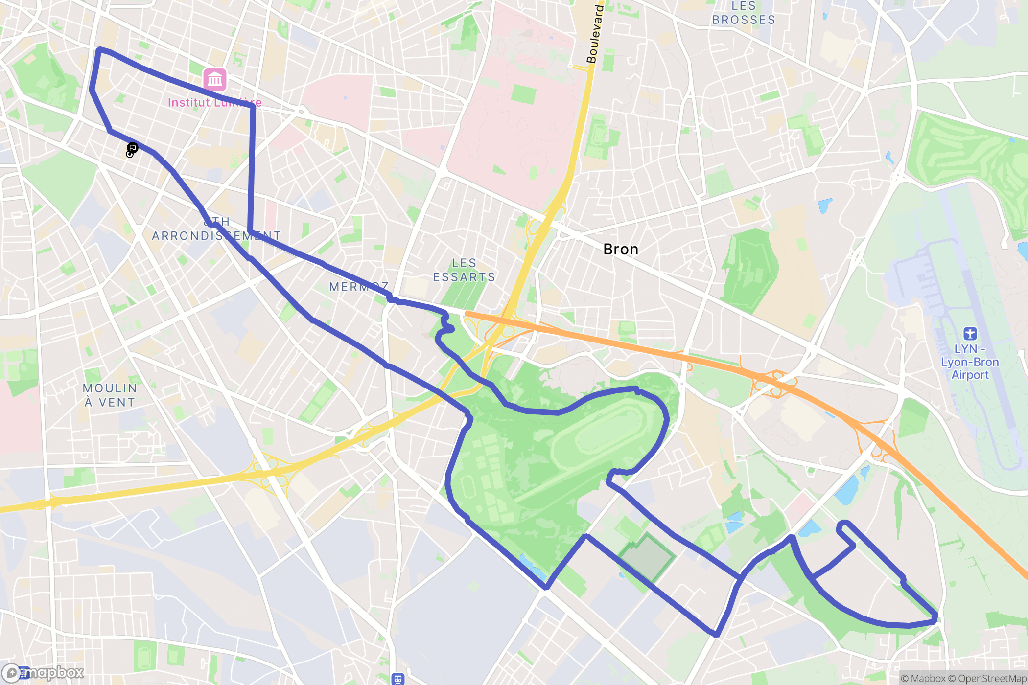 Lyon : carte du parcours de randonnée - France