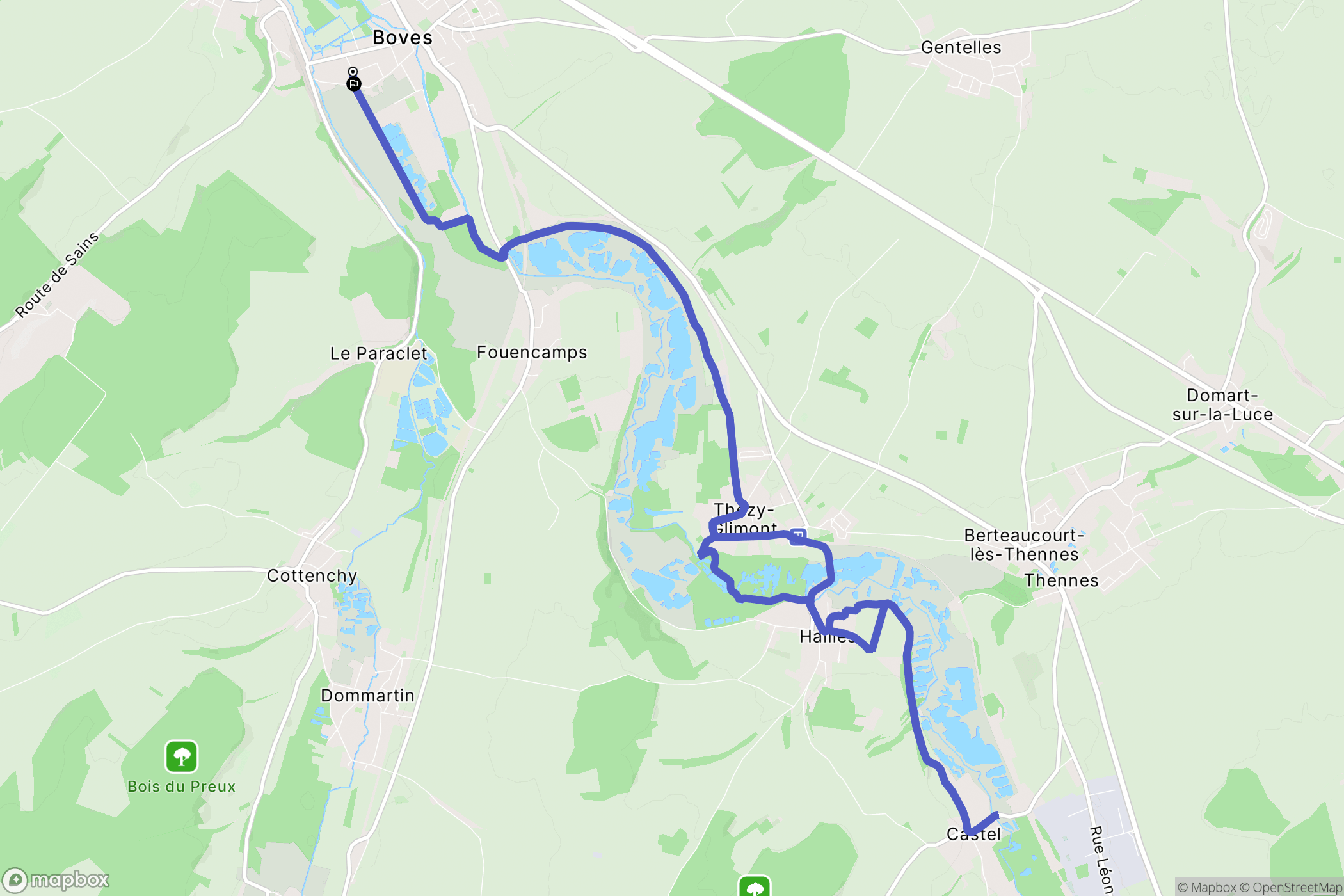 Boves : carte du parcours de randonnée - France