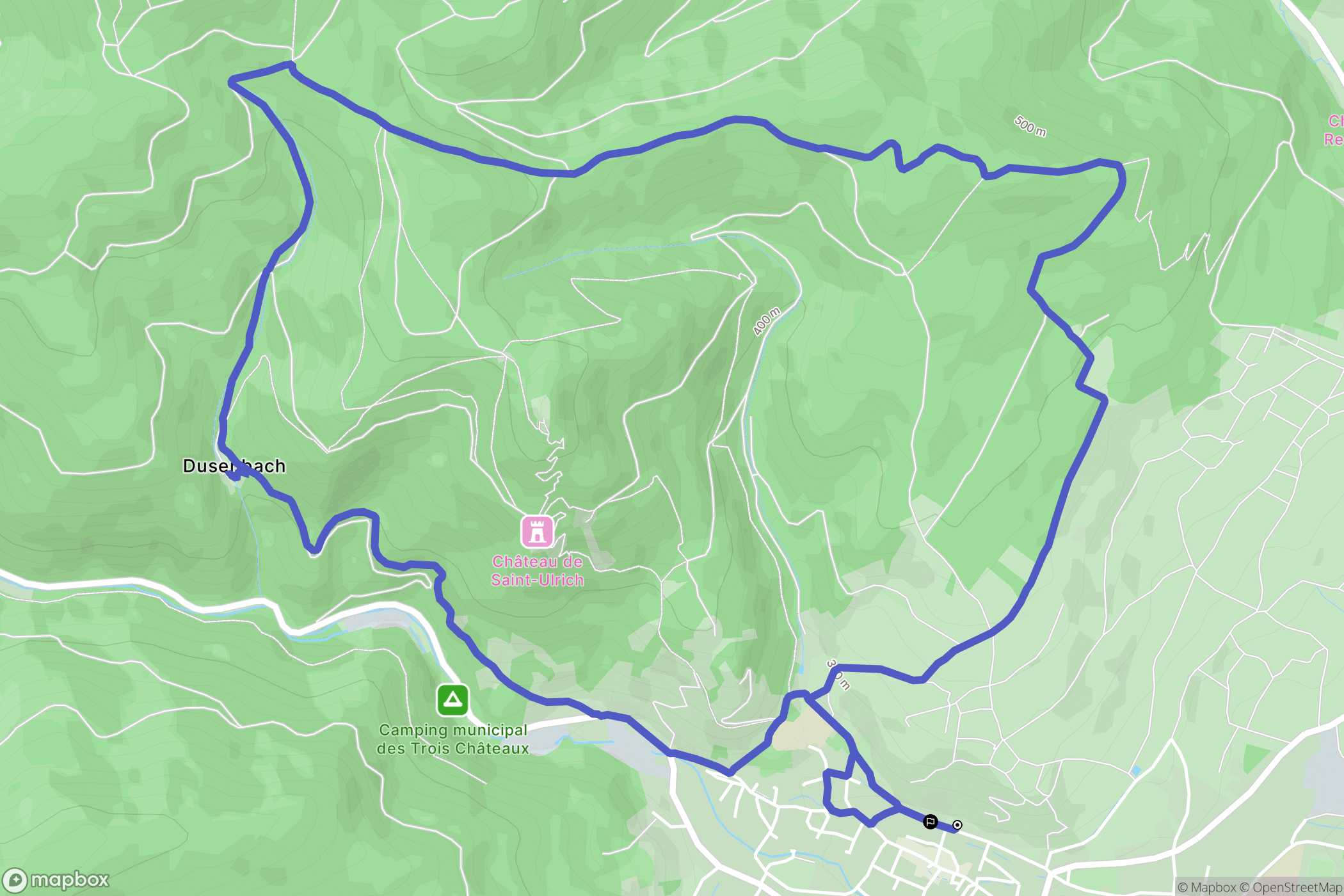 Ribeauvillé : carte du parcours de randonnée - France