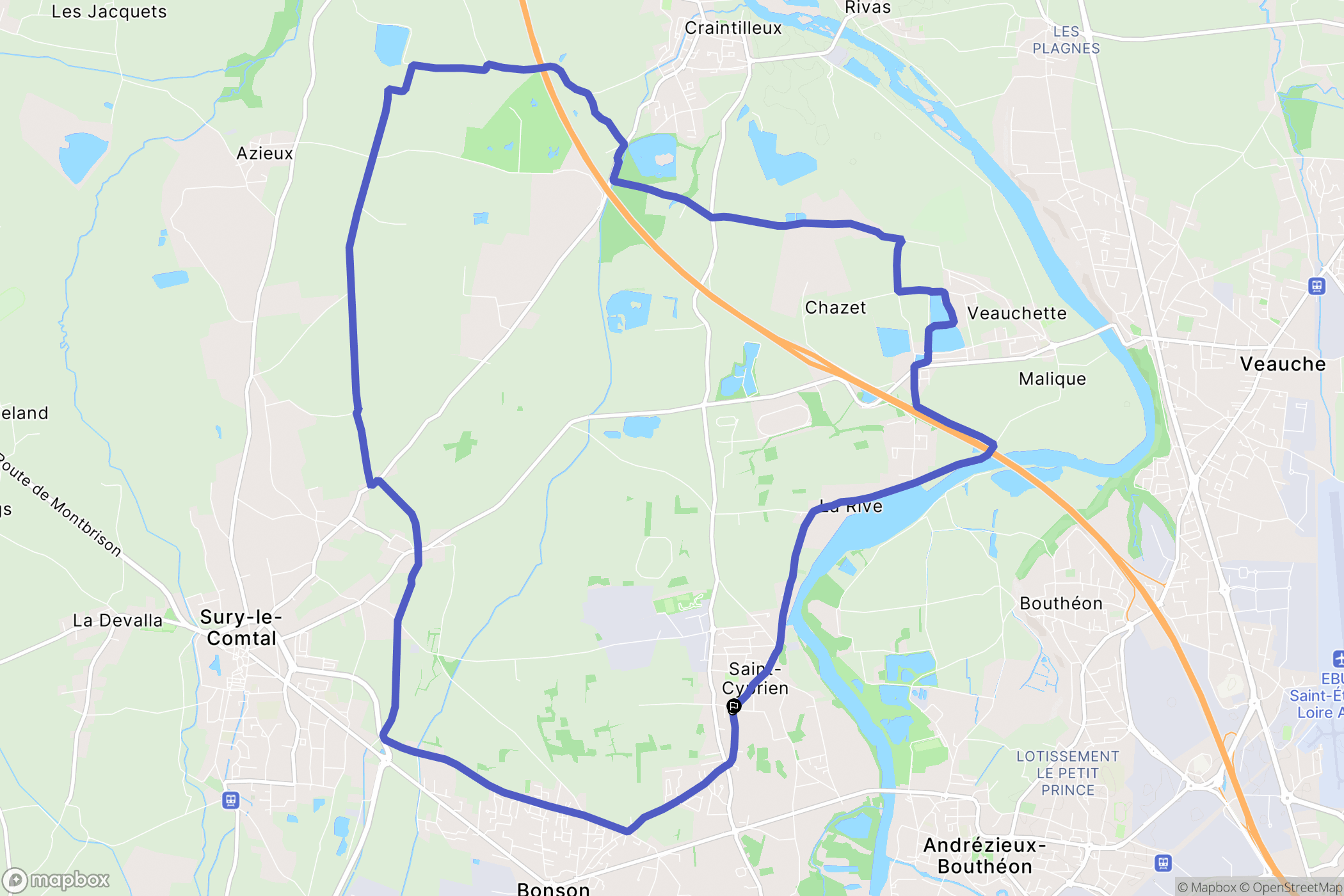 Saint-Cyprien : carte du parcours de randonnée - France