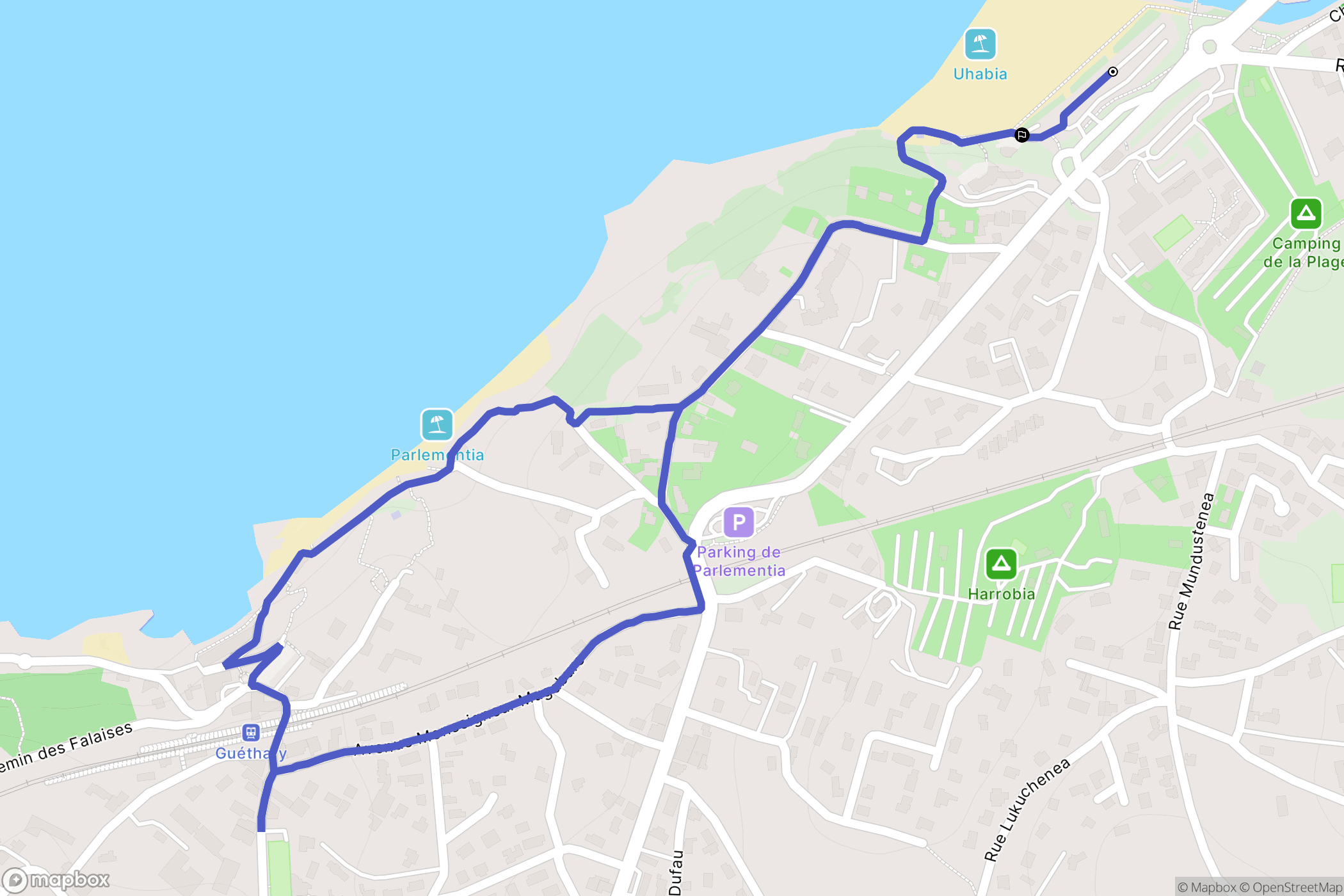 Bidart : carte du parcours de randonnée - France