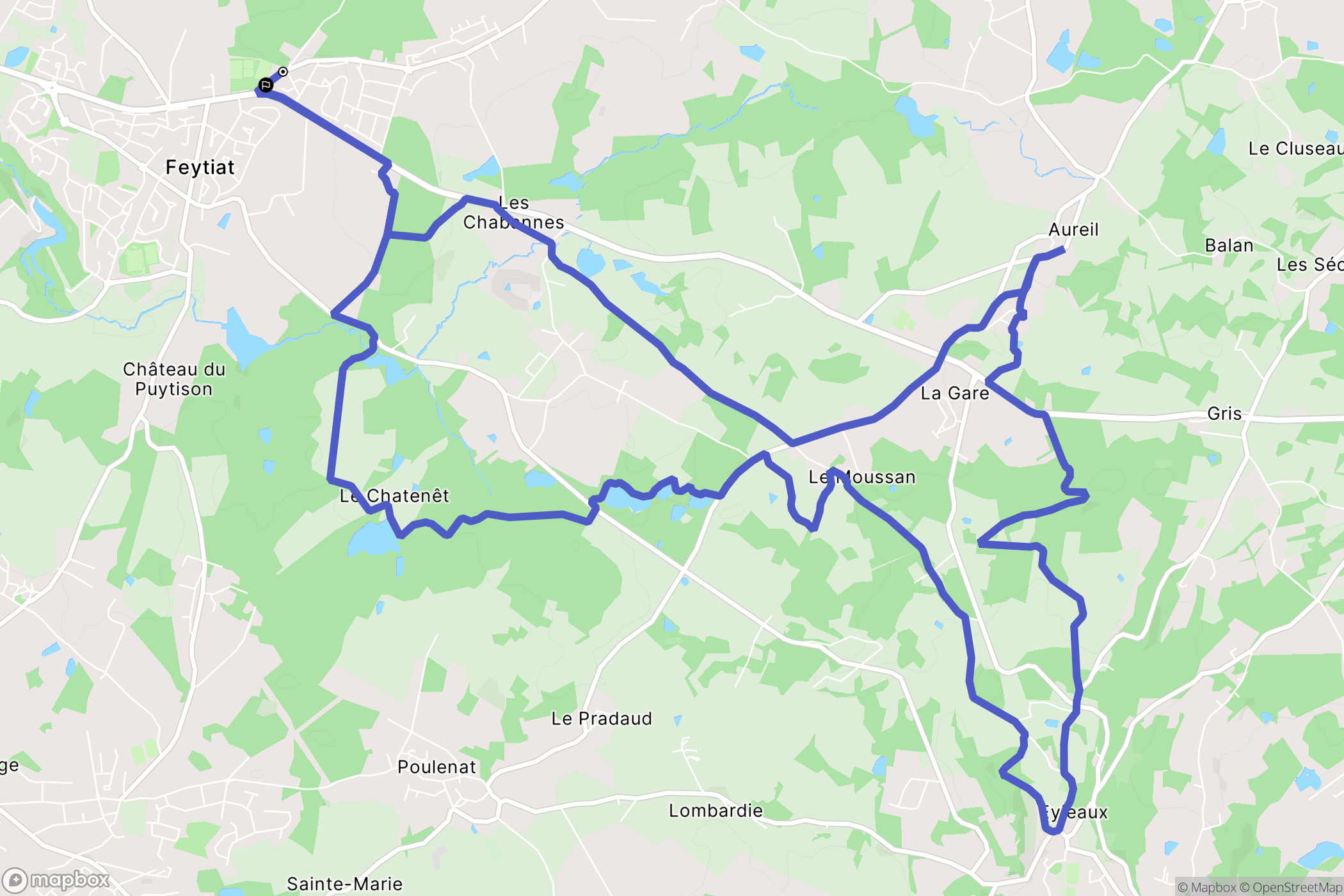 Feytiat : carte du parcours de randonnée - France
